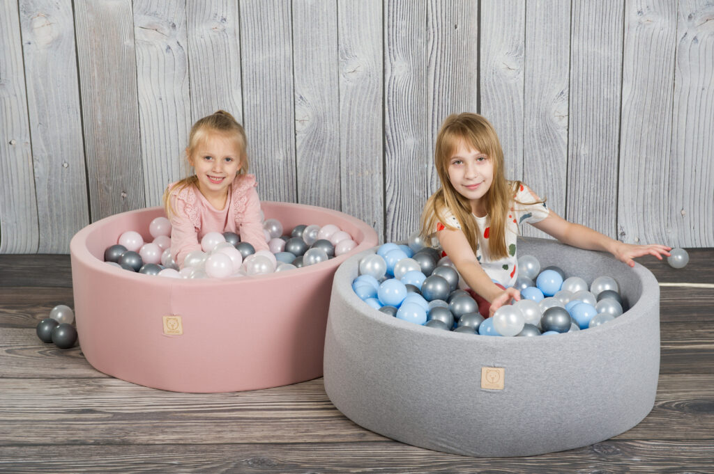Ball Pool 90x30cm, Light Grey, with 150pcs of balls, suitable for toddlers