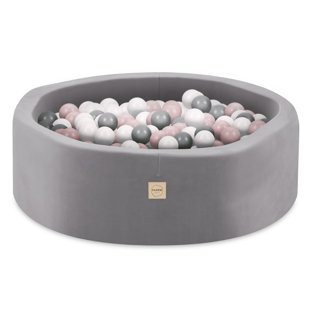 Velvet Grey Bubble Pool 90x30cm with 200 pcs of Balls (Pink, Silver, Pearl) Bubble Pools Bubblepools.eu