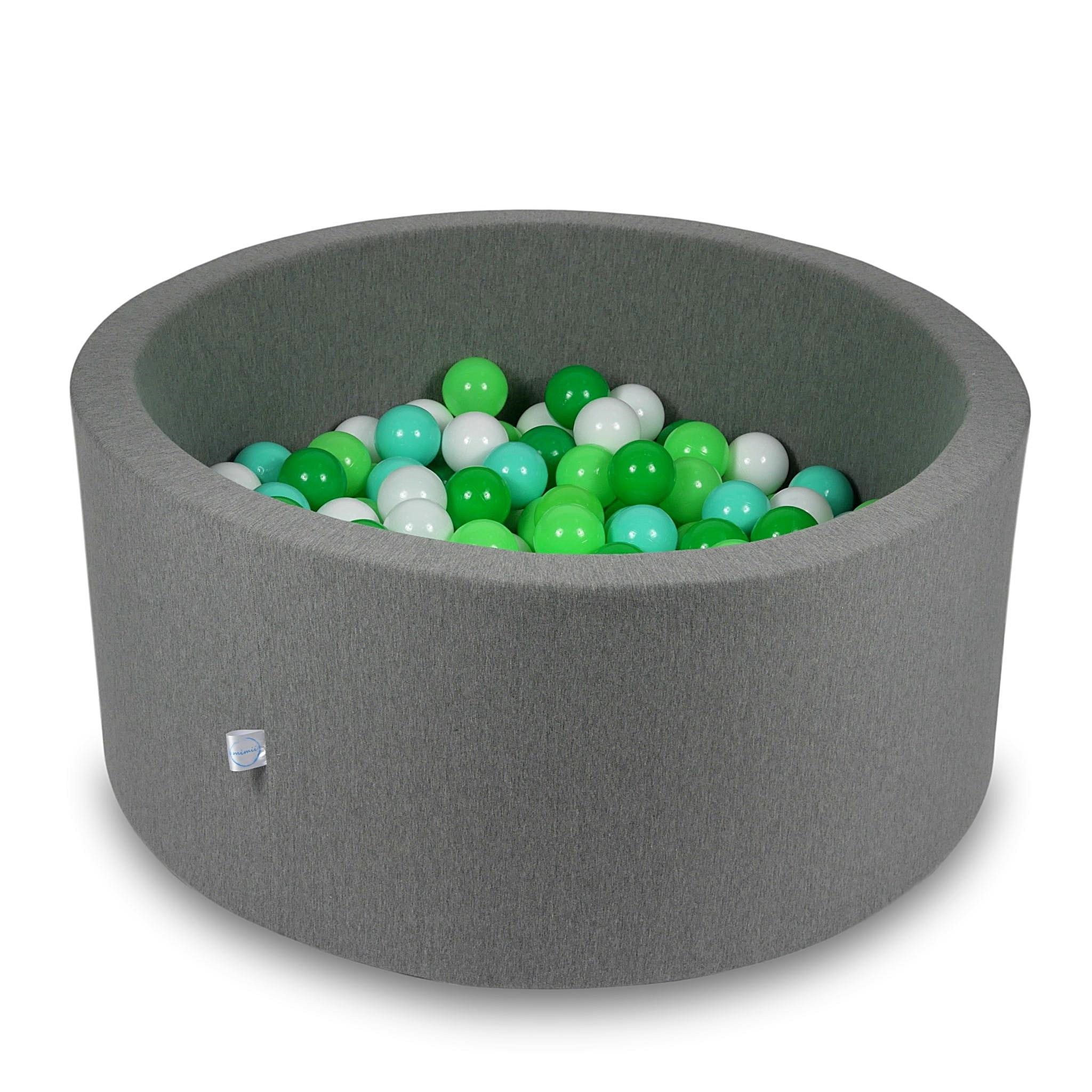 Ball Pit 90x40cm gray with balls 300pcs: white, celadon, mint, green Bubblepools.eu