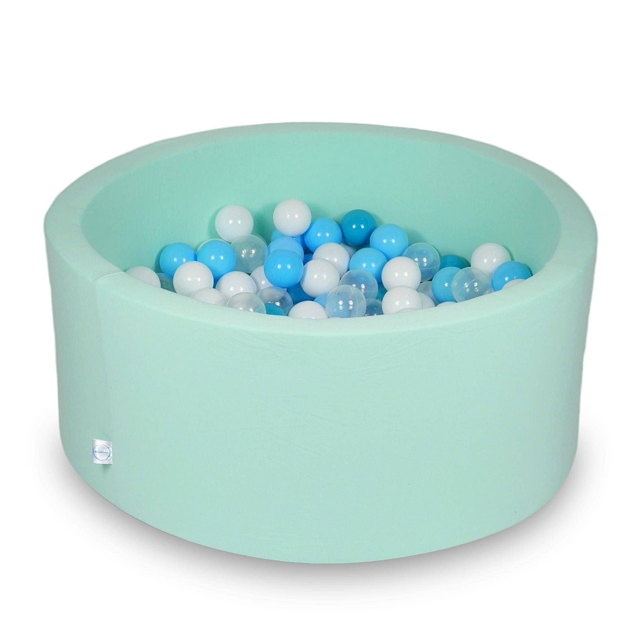 Ball Pit 90x40cm mint with balls 300pcs: turquoise, white, transparent, baby blue Bubblepools.eu