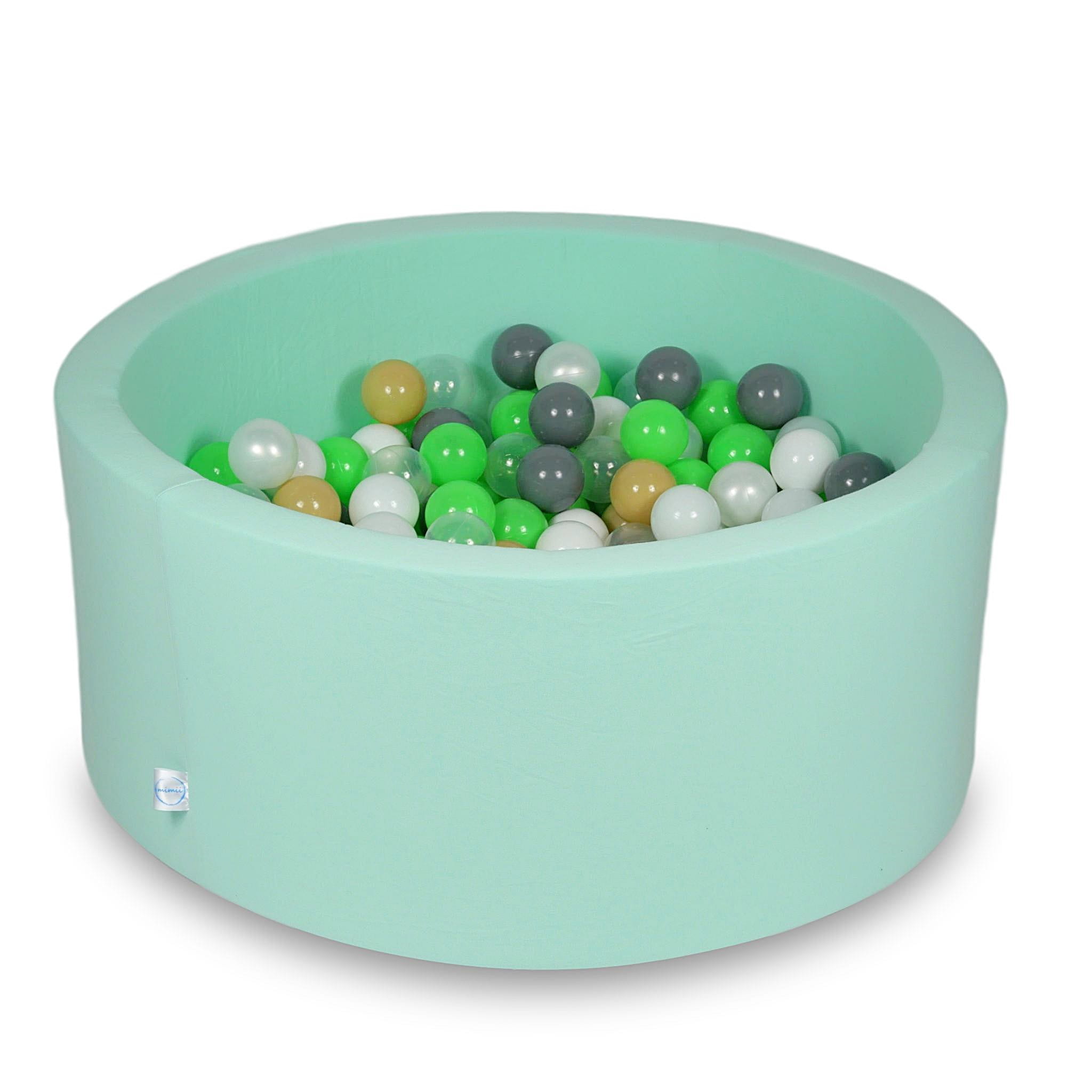 Ball Pit 90x40cm mint with balls 300pcs: celadon, white, transparent, pearl, beige, gray Bubblepools.eu