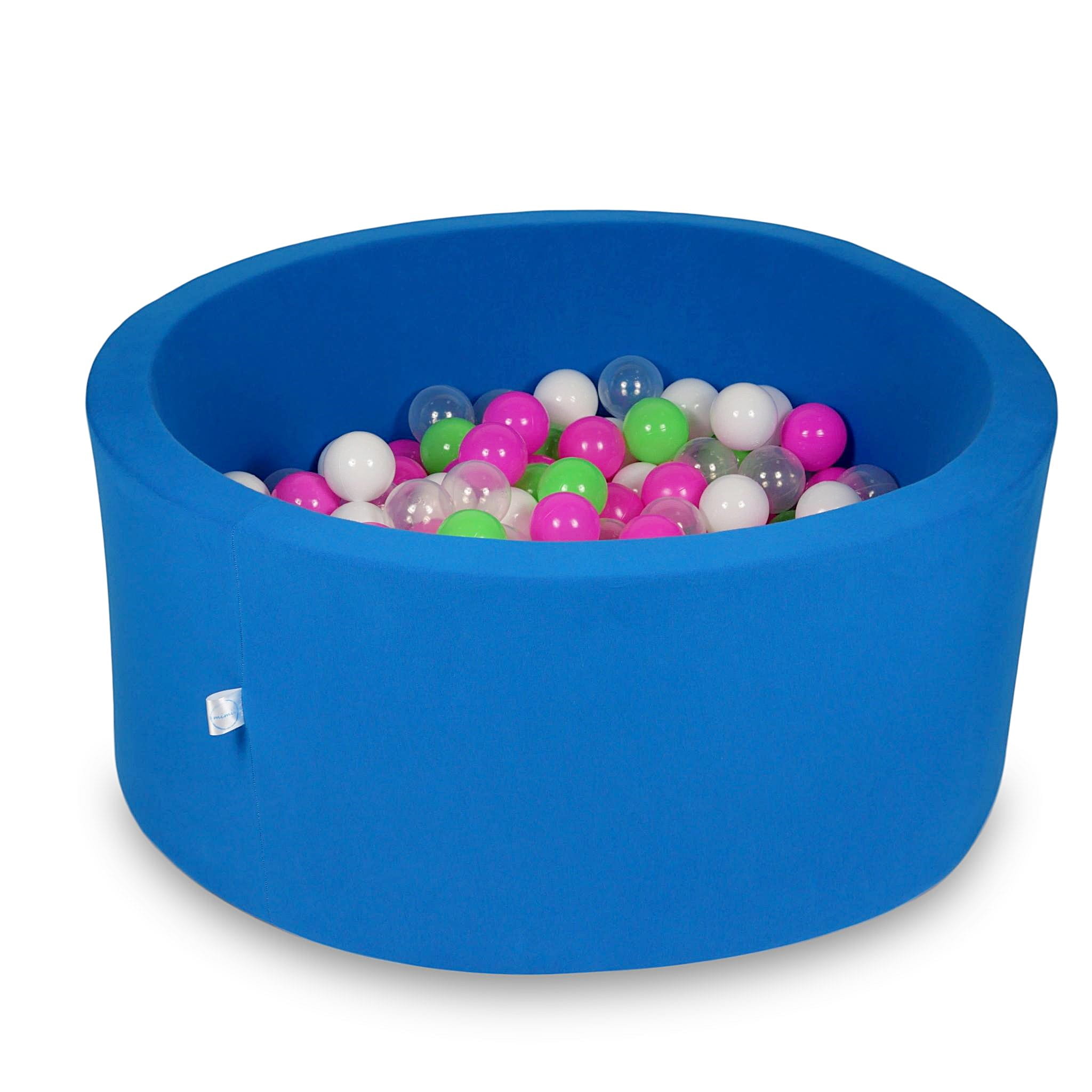 Ball Pit 90x40cm azure with balls 300pcs: celadon, pink, white, transparent Bubblepools.eu