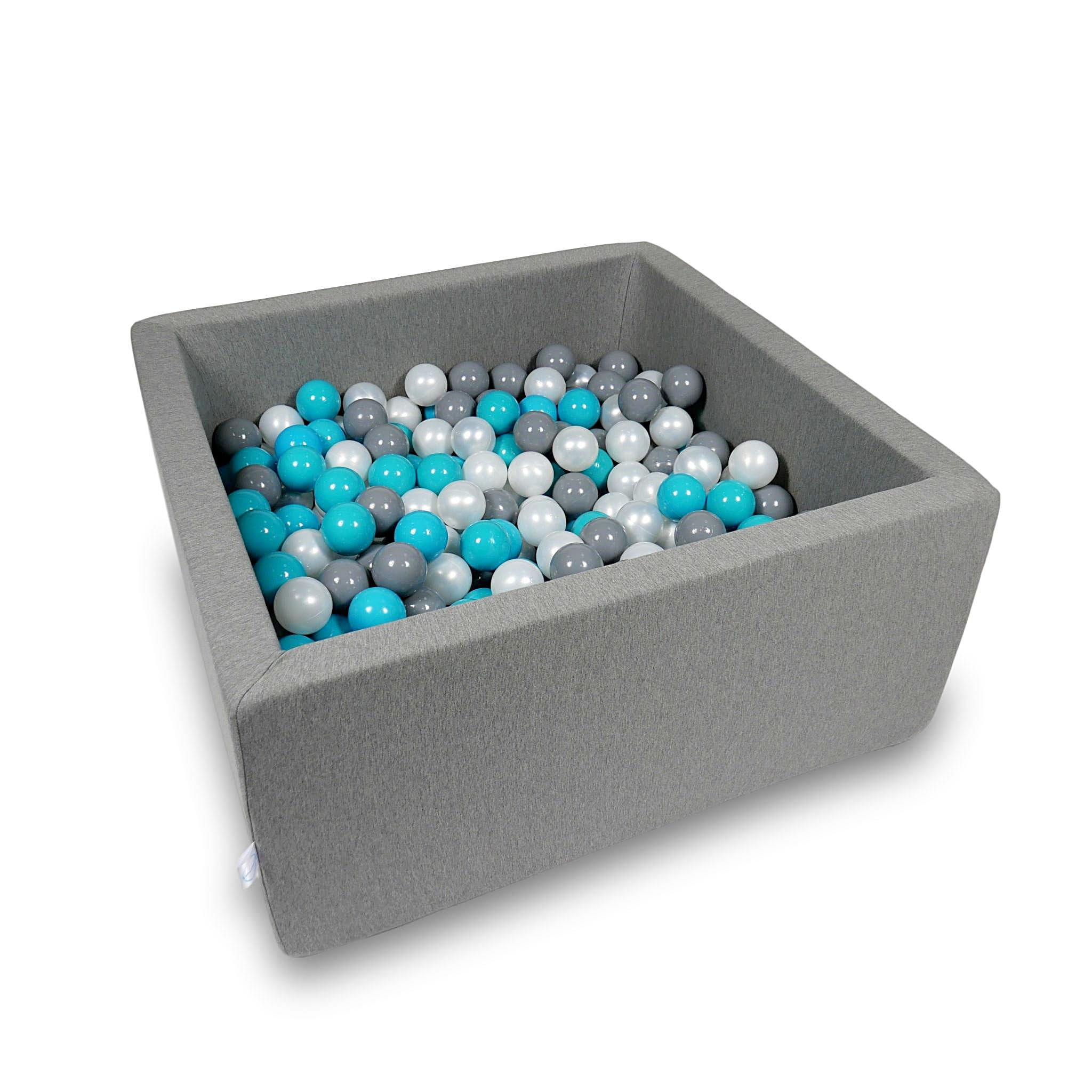 Ball Pit 90x90x40cm gray with balls 400pcs: turquoise, gray, pearl Bubblepools.eu