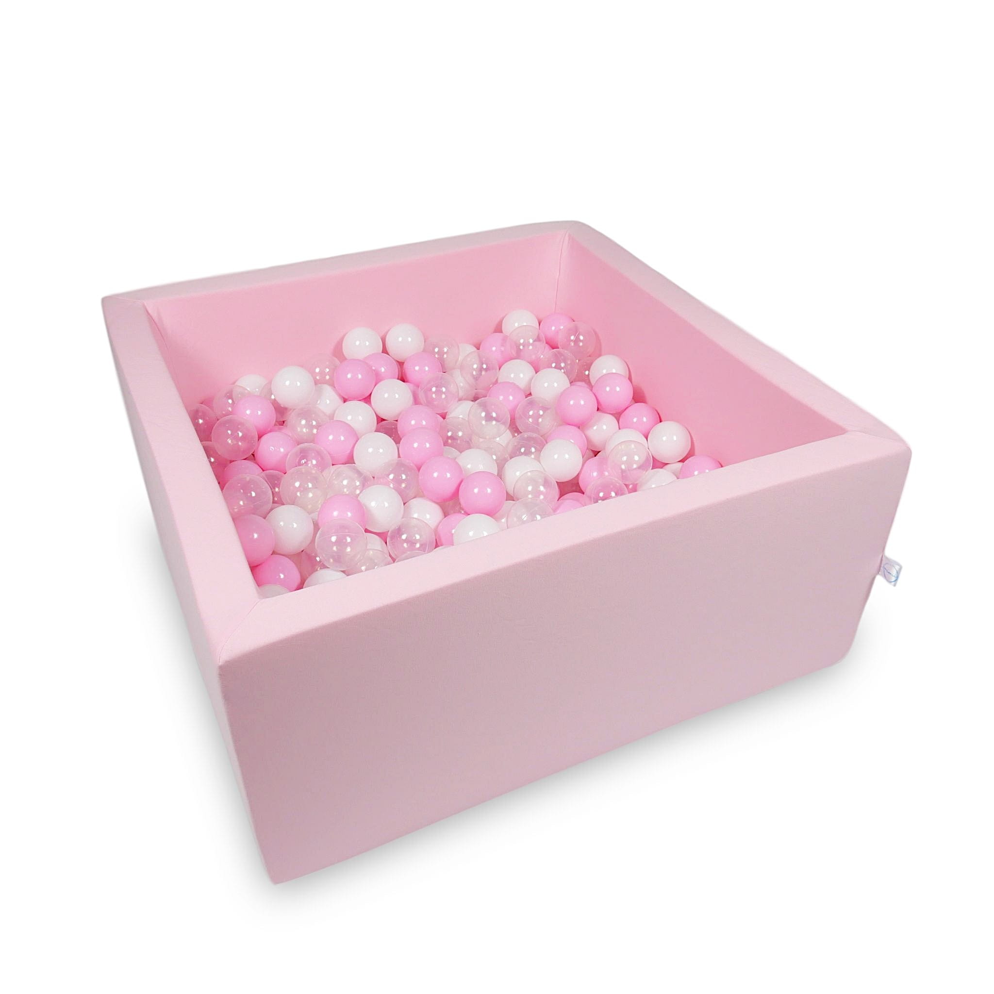 Ball Pit 90x90x40cm rose with balls 400pcs: baby pink, white, transparent, powder pink Bubblepools.eu