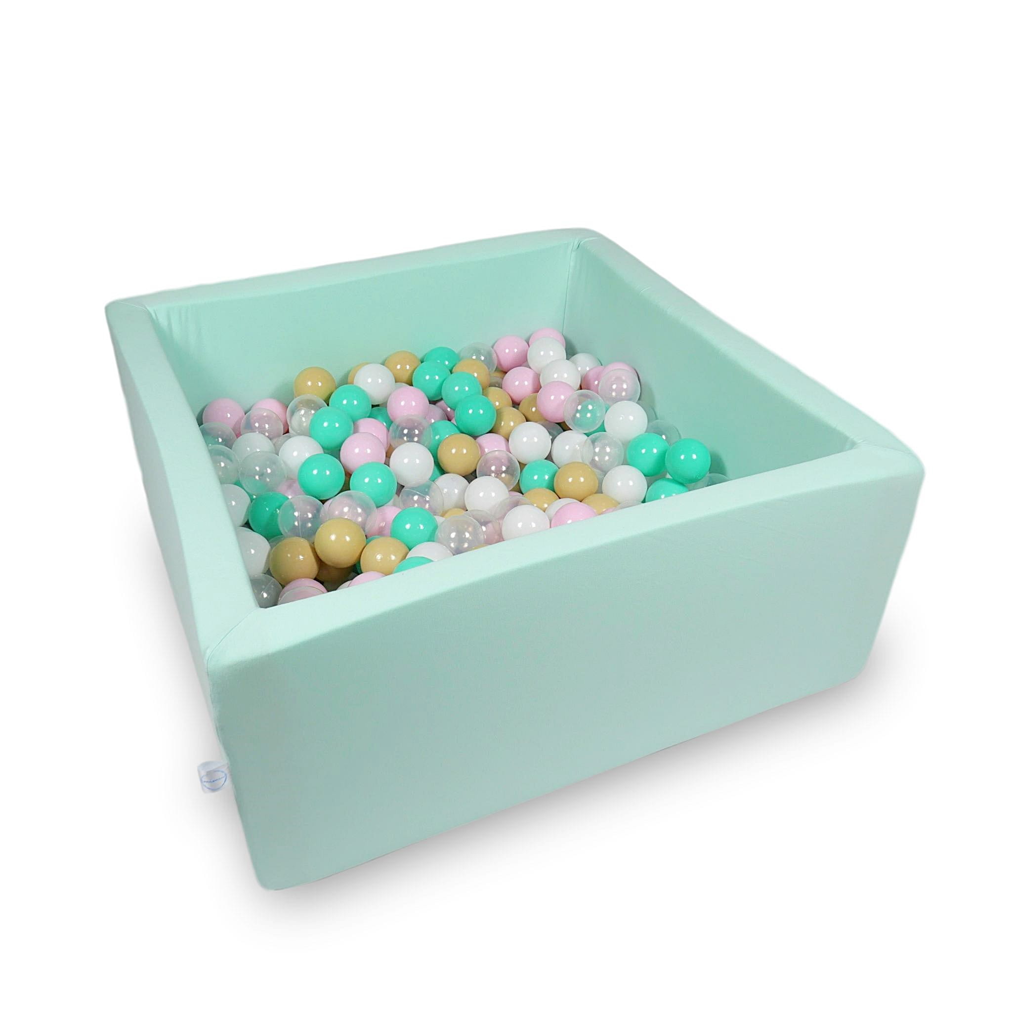 Ball Pit 90x90x40cm mint with balls 400pcs: white, baby pink, transparent, beige, mint Bubblepools.eu