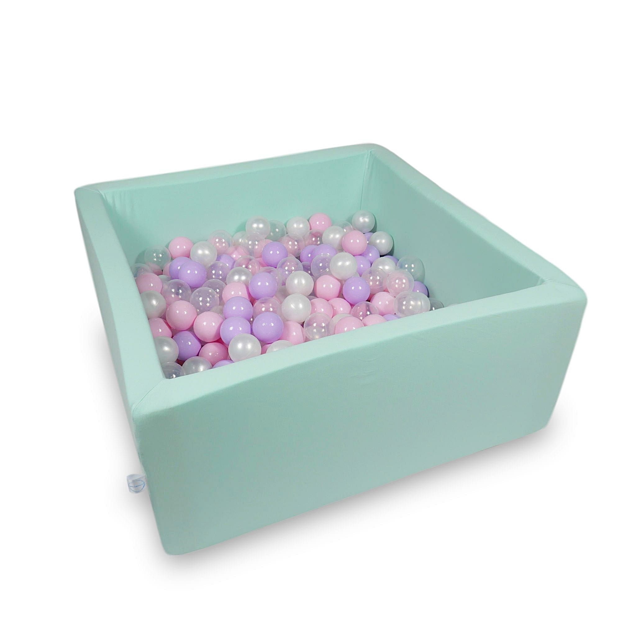 Ball Pit 90x90x40cm mint with balls 400pcs: baby pink, pearl, transparent, heather Bubblepools.eu