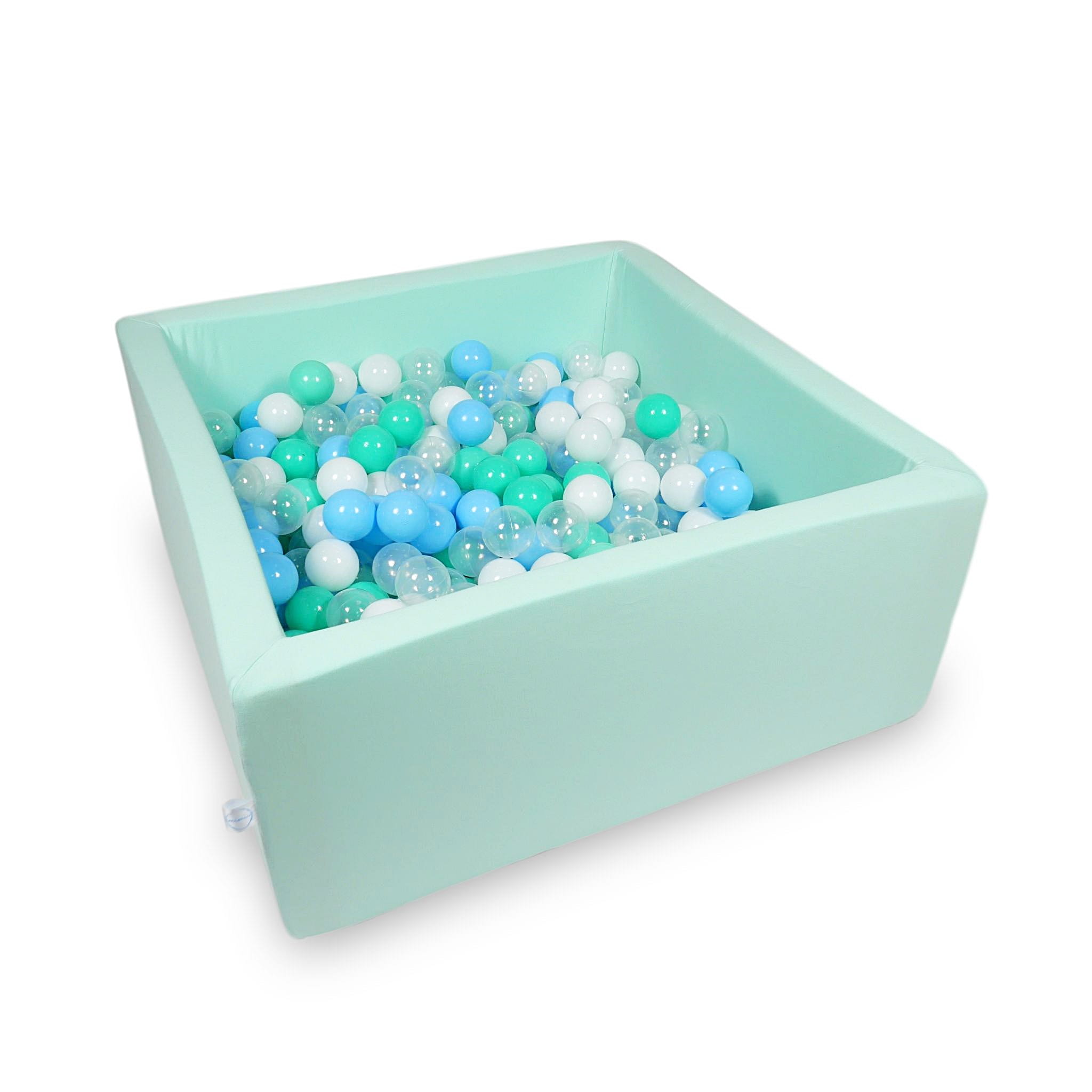Ball Pit 90x90x40cm mint with balls 400pcs: baby blue, transparent, mint, white Bubblepools.eu