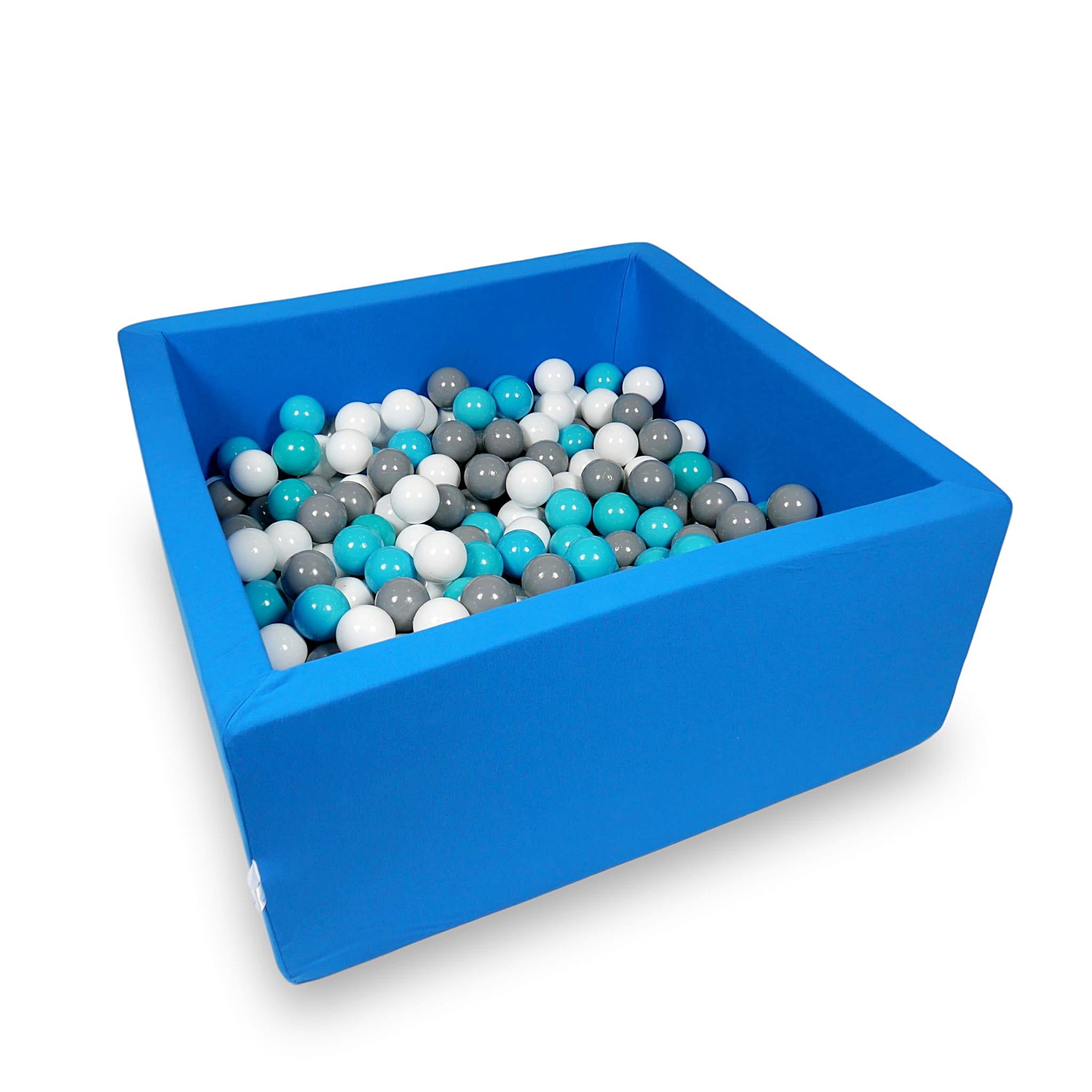 Ball Pit 90x90x40cm azure with balls 400pcs: white, gray, turquoise Bubblepools.eu