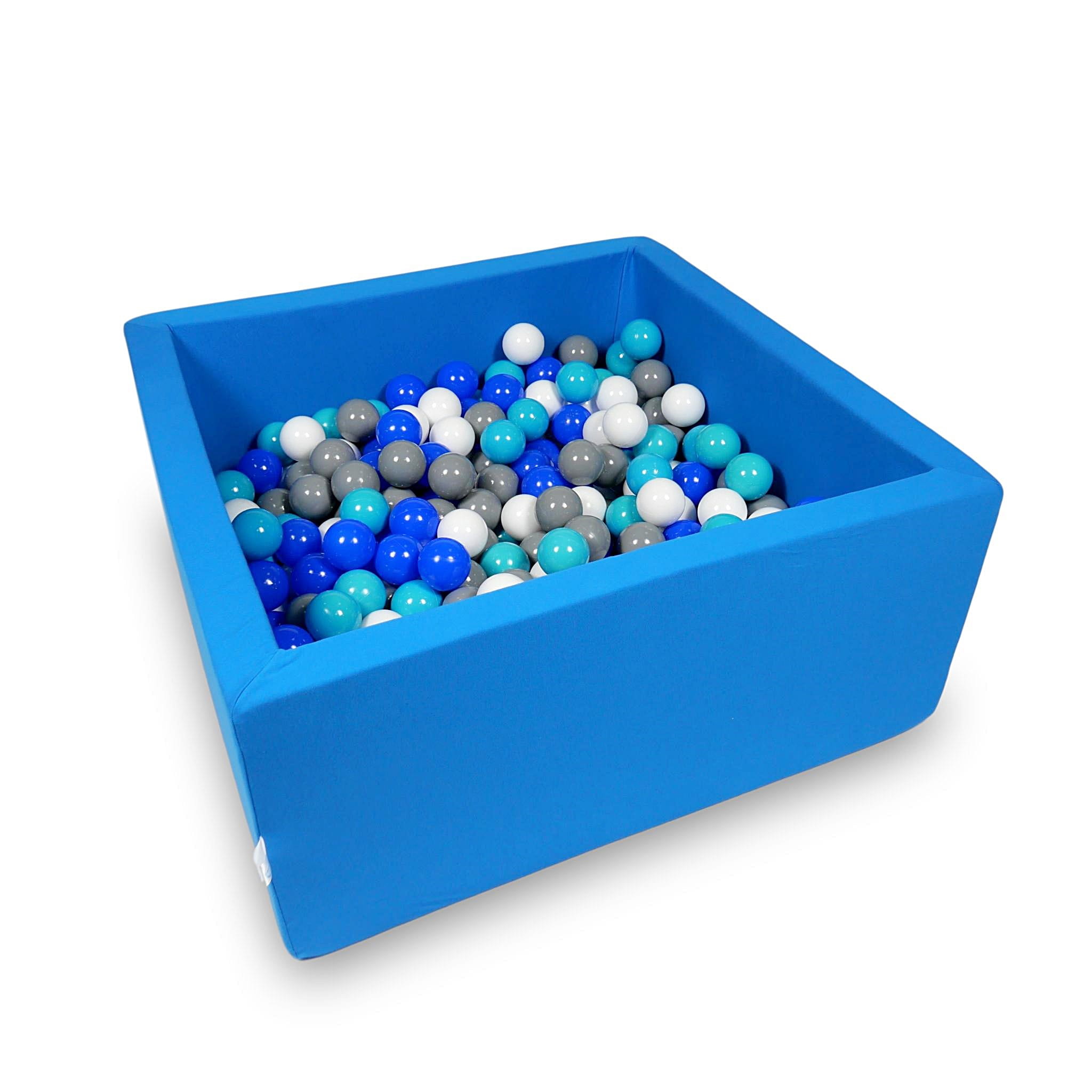 Ball Pit 90x90x40cm azure with balls 400pcs: turquoise, blue, white, gray Bubblepools.eu