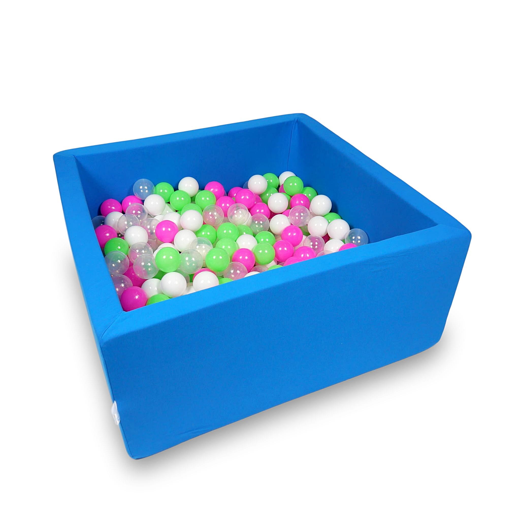 Ball Pit 90x90x40cm azure with balls 400pcs: celadon, pink, white, transparent Bubblepools.eu
