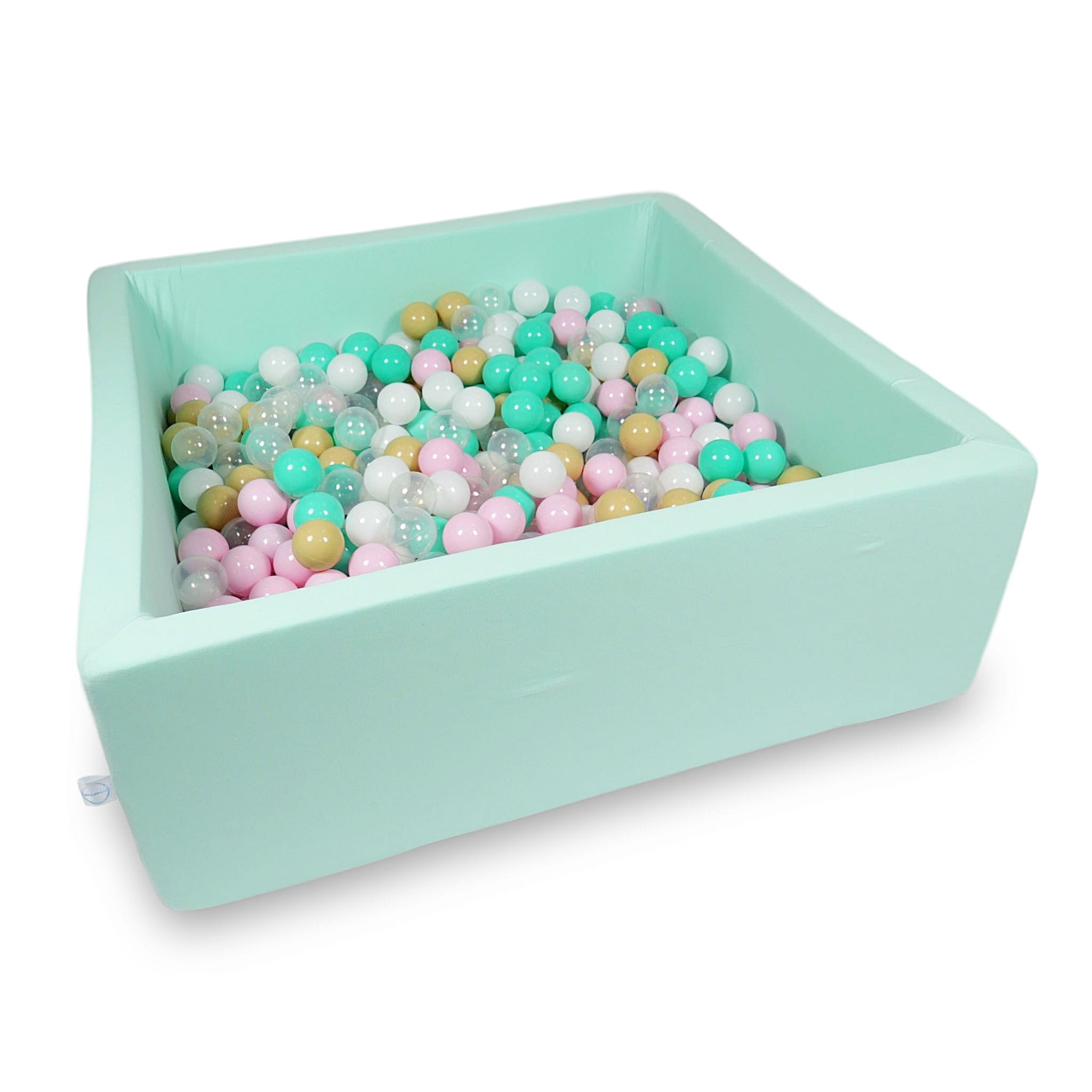 Ball Pit 110x110x40cm mint with balls 600pcs: white, baby pink, transparent, beige, mint Bubblepools.eu