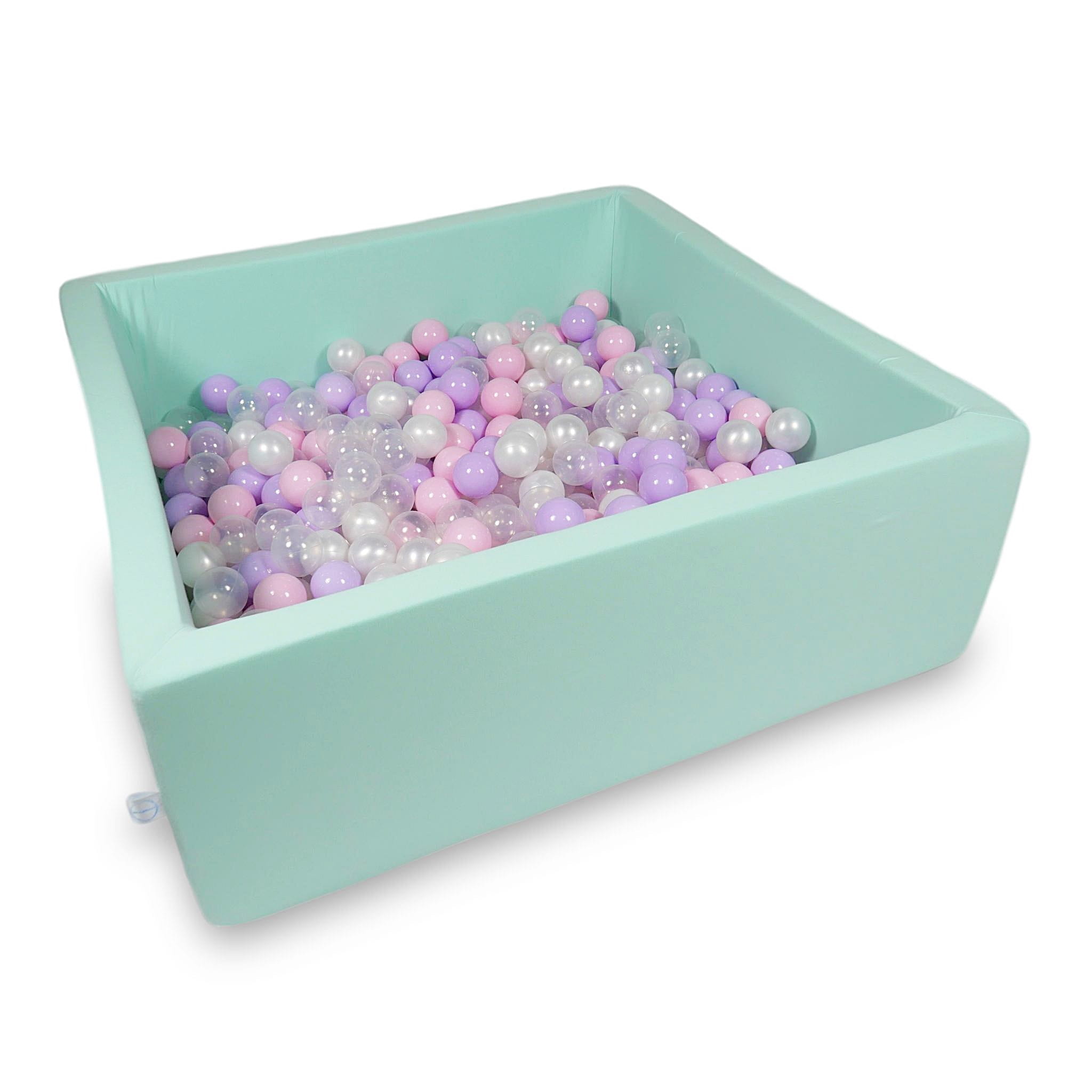 Ball Pit 110x110x40cm mint with balls 600pcs: baby pink, pearl, transparent, heather Bubblepools.eu