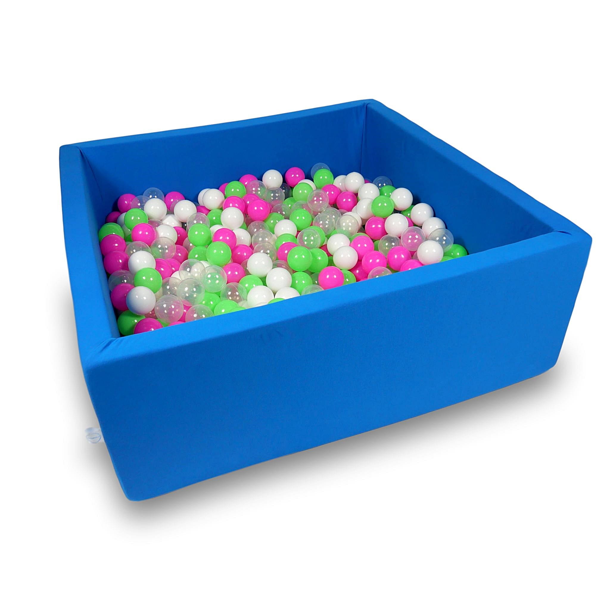 Ball Pit 110x110x40cm azure with balls 600pcs: celadon, pink, white, transparent Bubblepools.eu