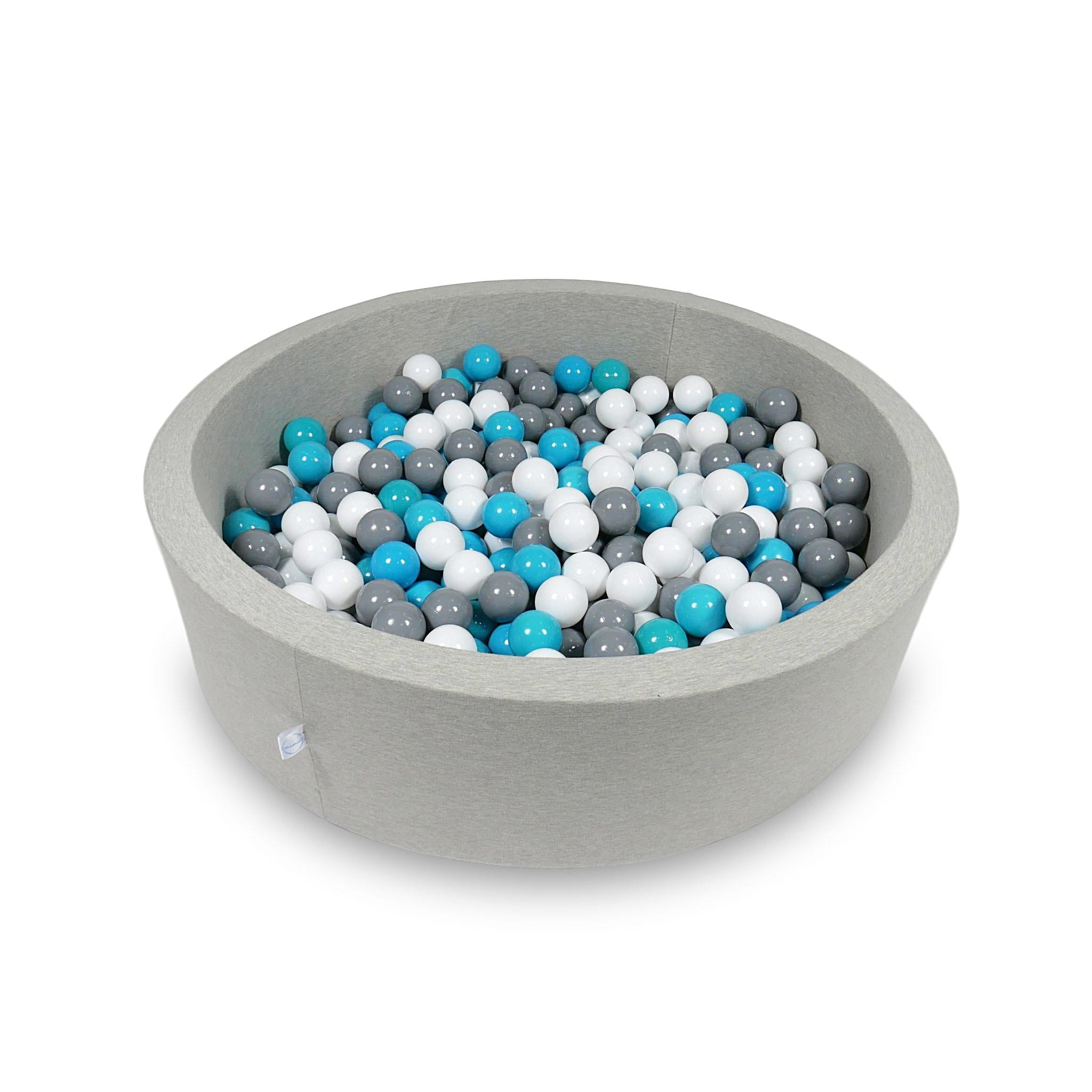 Ball Pit 110x30cm light gray with balls 400pcs: turquoise, white, gray Bubblepools.eu