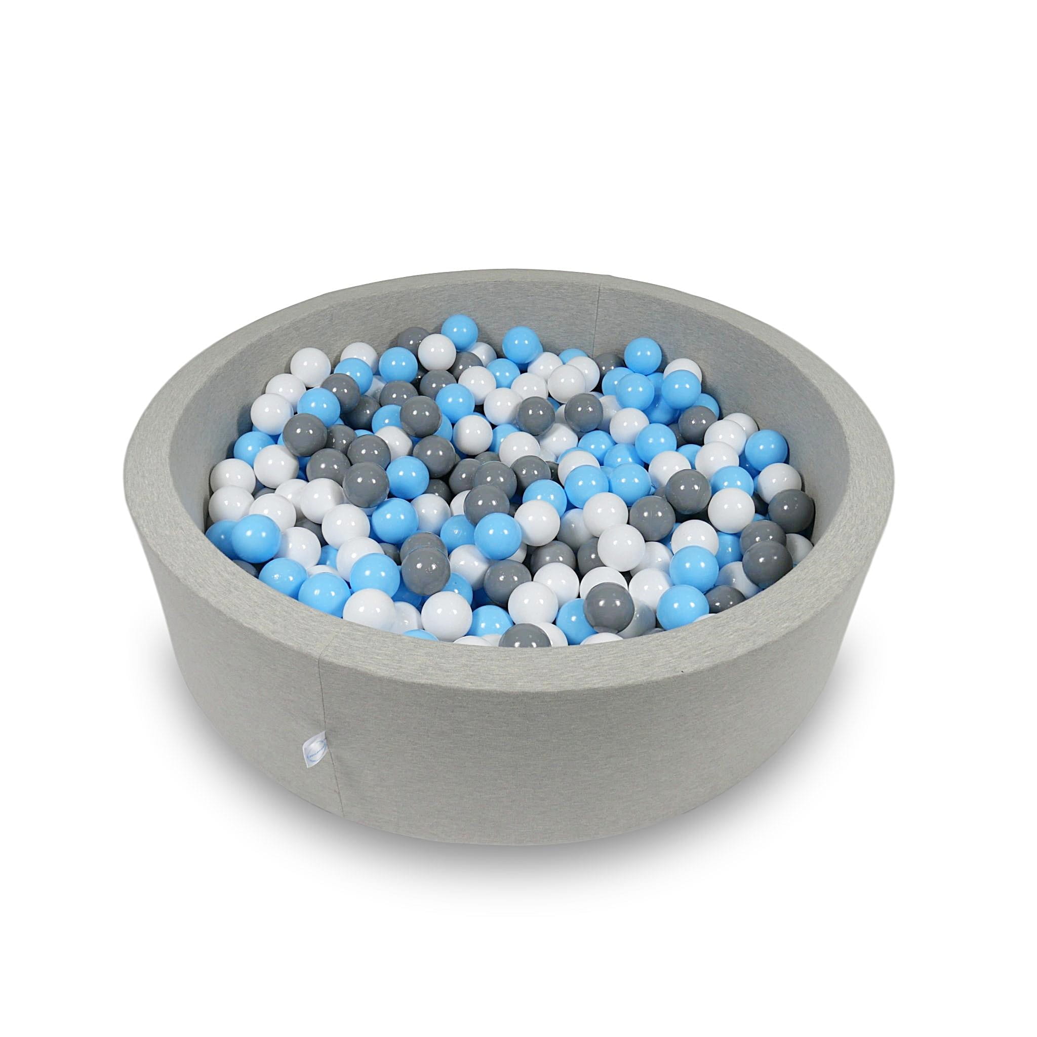 Ball Pit 110x30cm light gray with balls 400pcs: baby blue, white, gray Bubblepools.eu