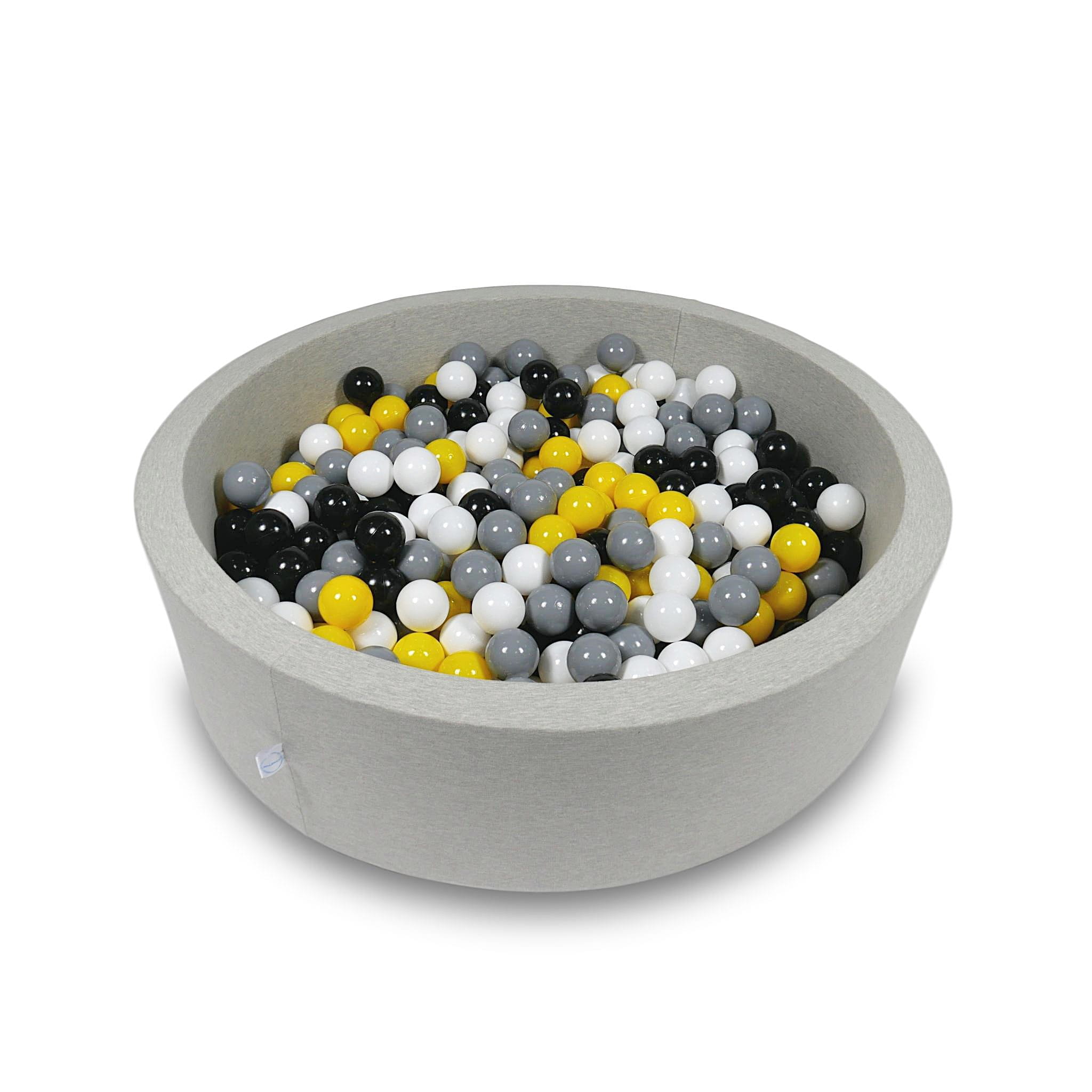 Ball Pit 110x30cm light gray with balls 400pcs: yellow, white, gray, black Bubblepools.eu