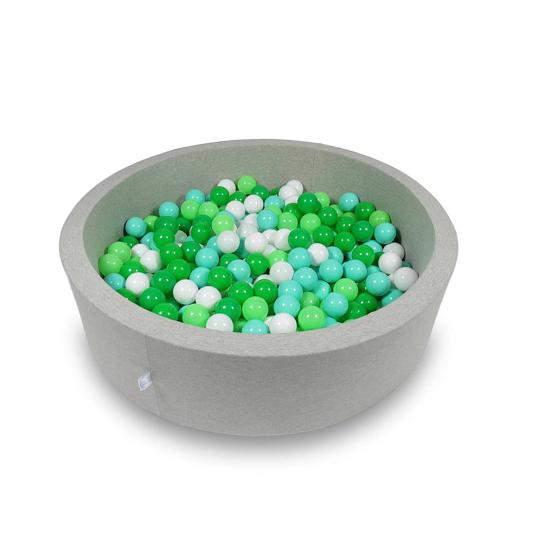 Ball Pit 110x30cm light gray with balls 400pcs: white, celadon, mint, green Bubblepools.eu