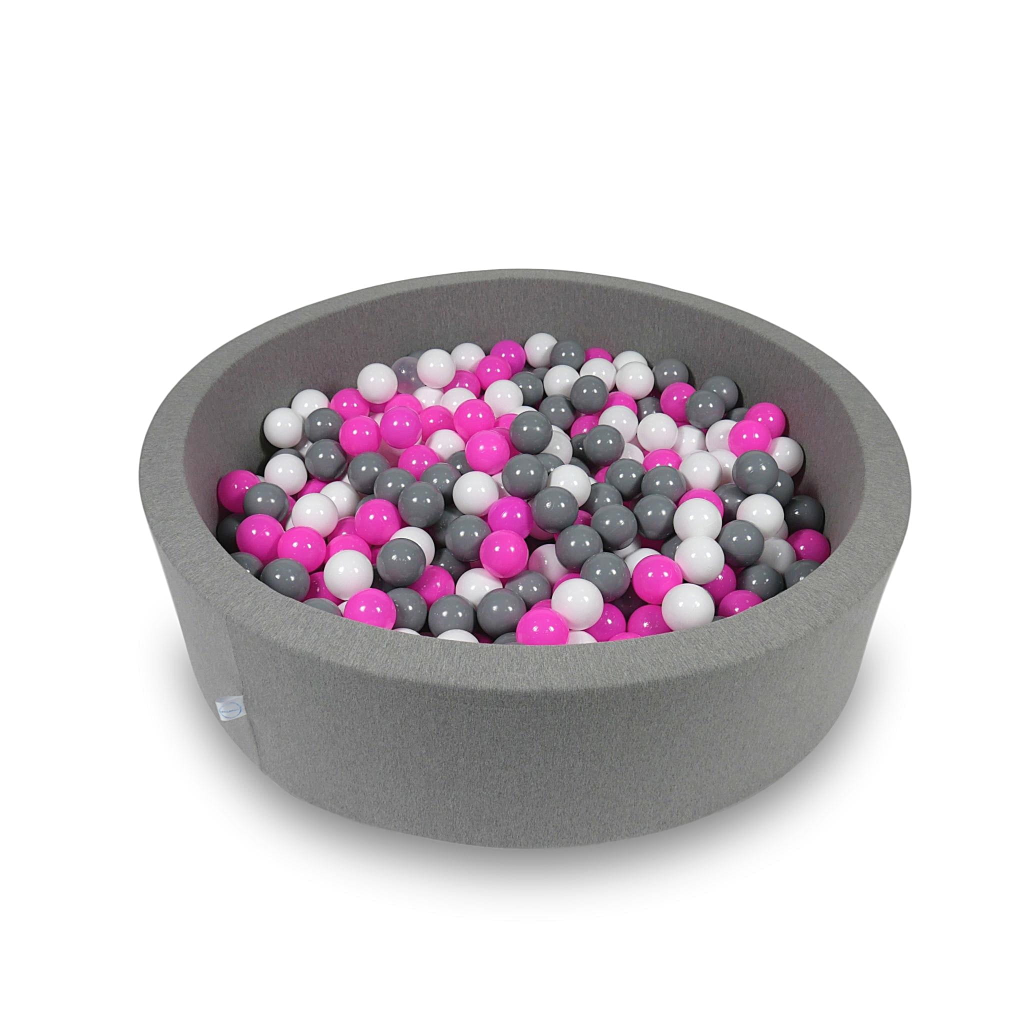 Ball Pit 110x30cm gray with balls 400pcs: white, gray, pink Bubblepools.eu