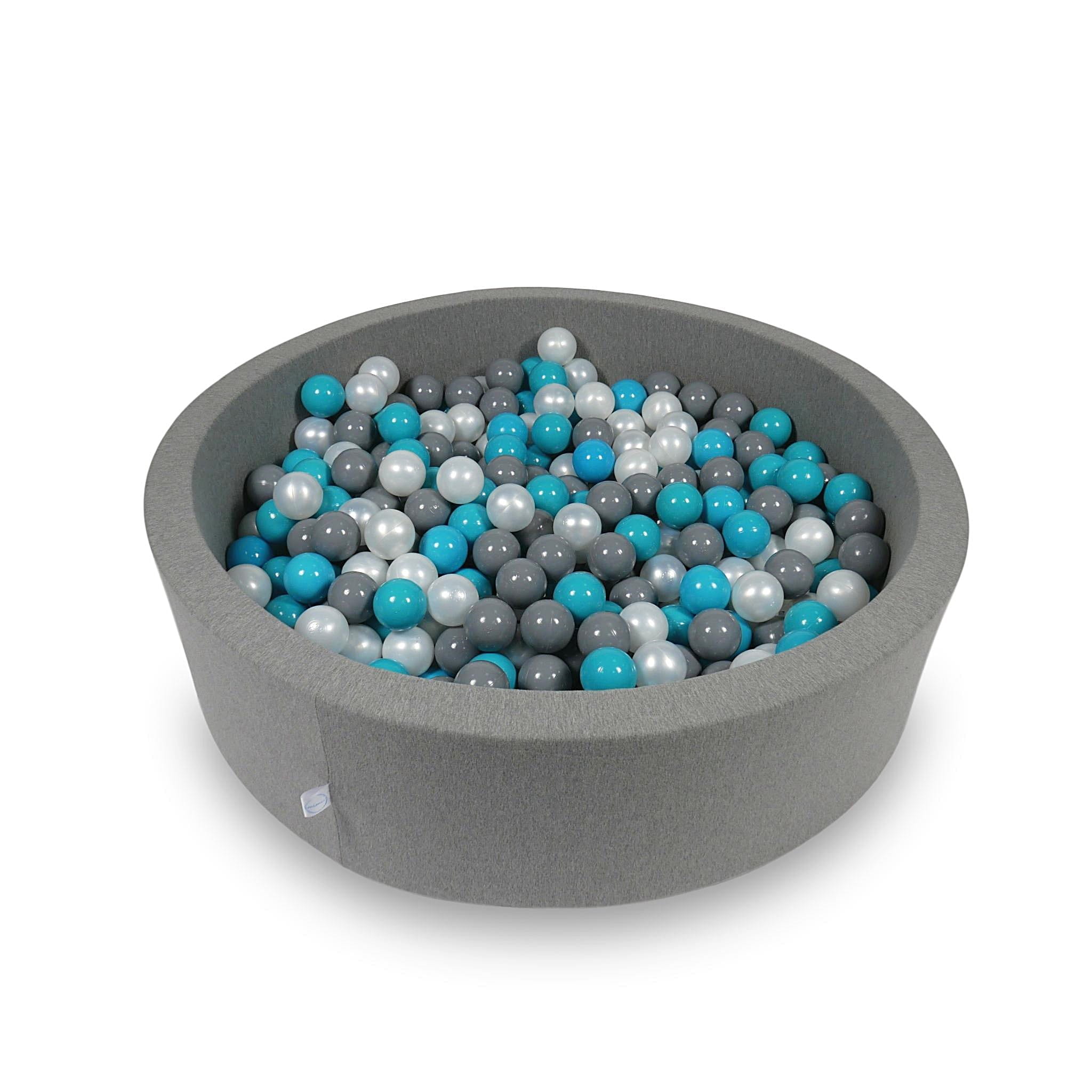 Ball Pit 110x30cm gray with balls 400pcs: turquoise, gray, pearl Bubblepools.eu