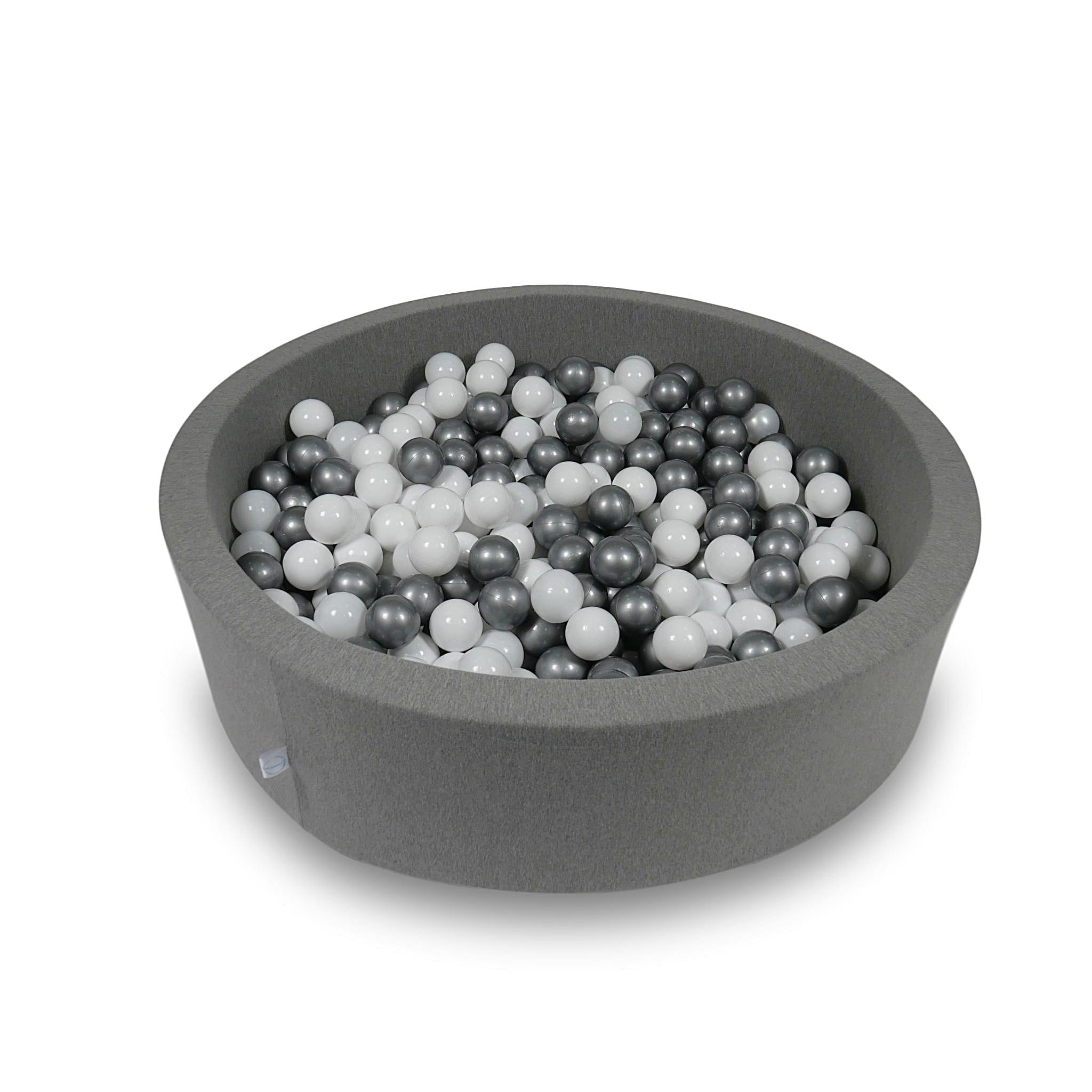 Ball Pit 110x30cm gray with balls 400pcs: white, silver Bubblepools.eu