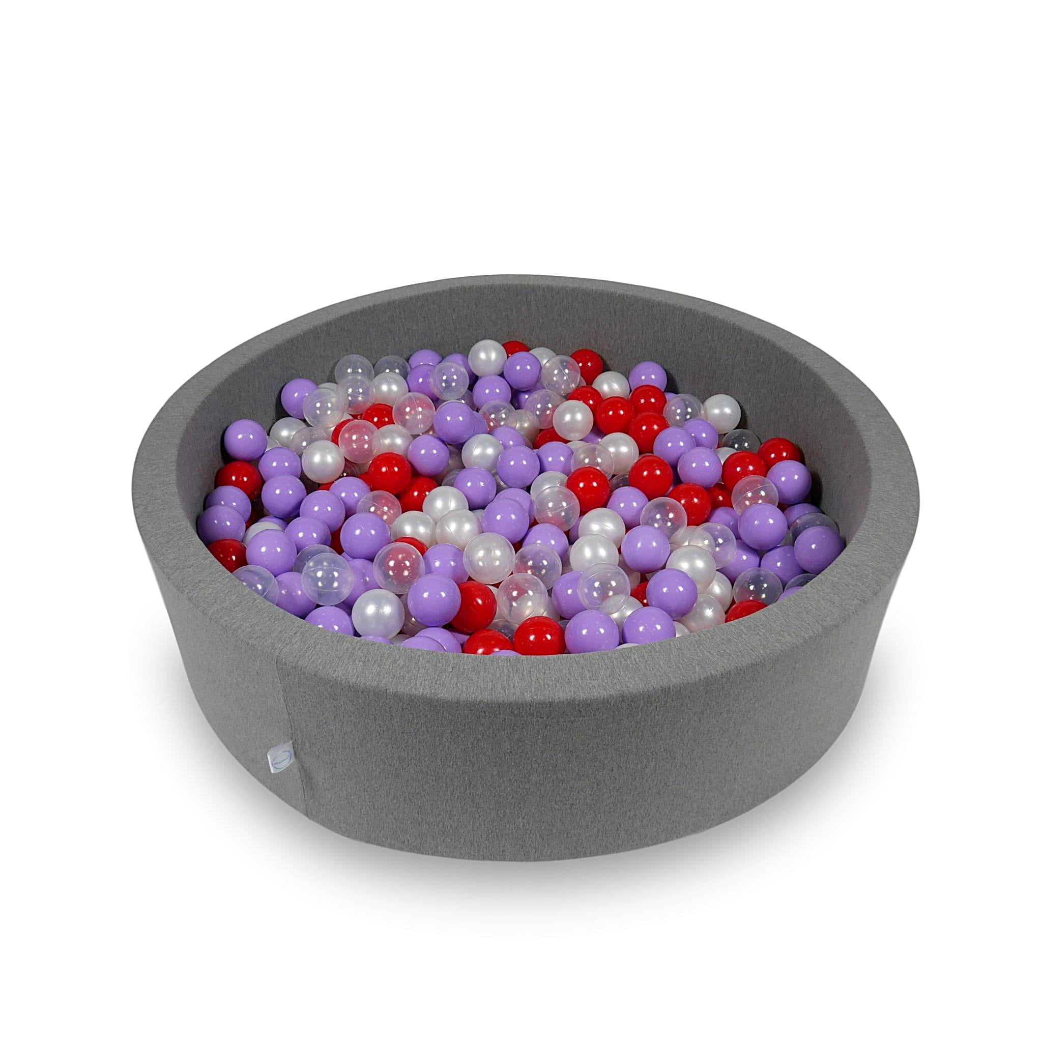 Ball Pit 110x30cm gray with balls 400pcs: transparent, pearl, heather, red Bubblepools.eu