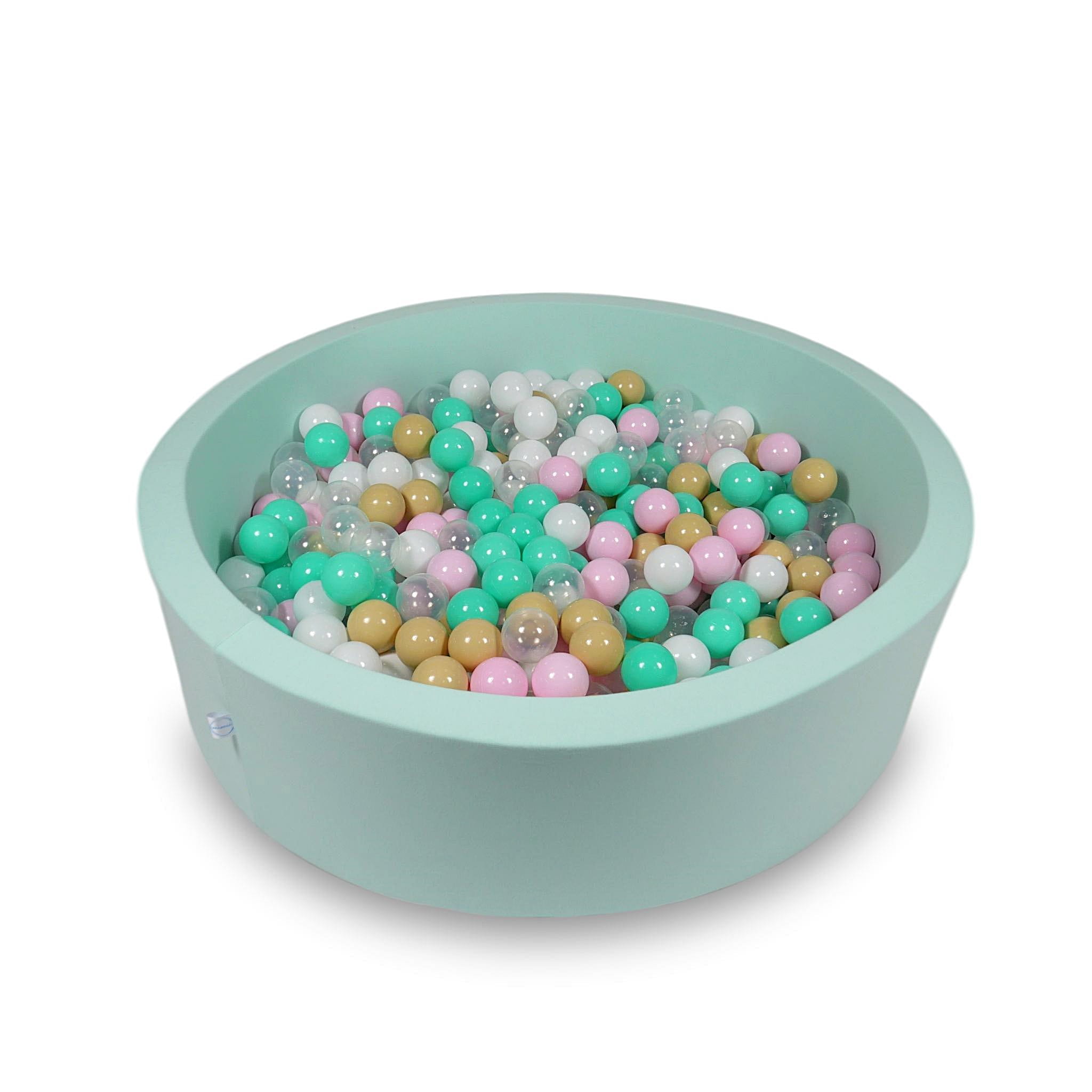 Ball Pit 110x30cm mint with balls 400pcs: white, baby pink, transparent, beige, mint Bubblepools.eu