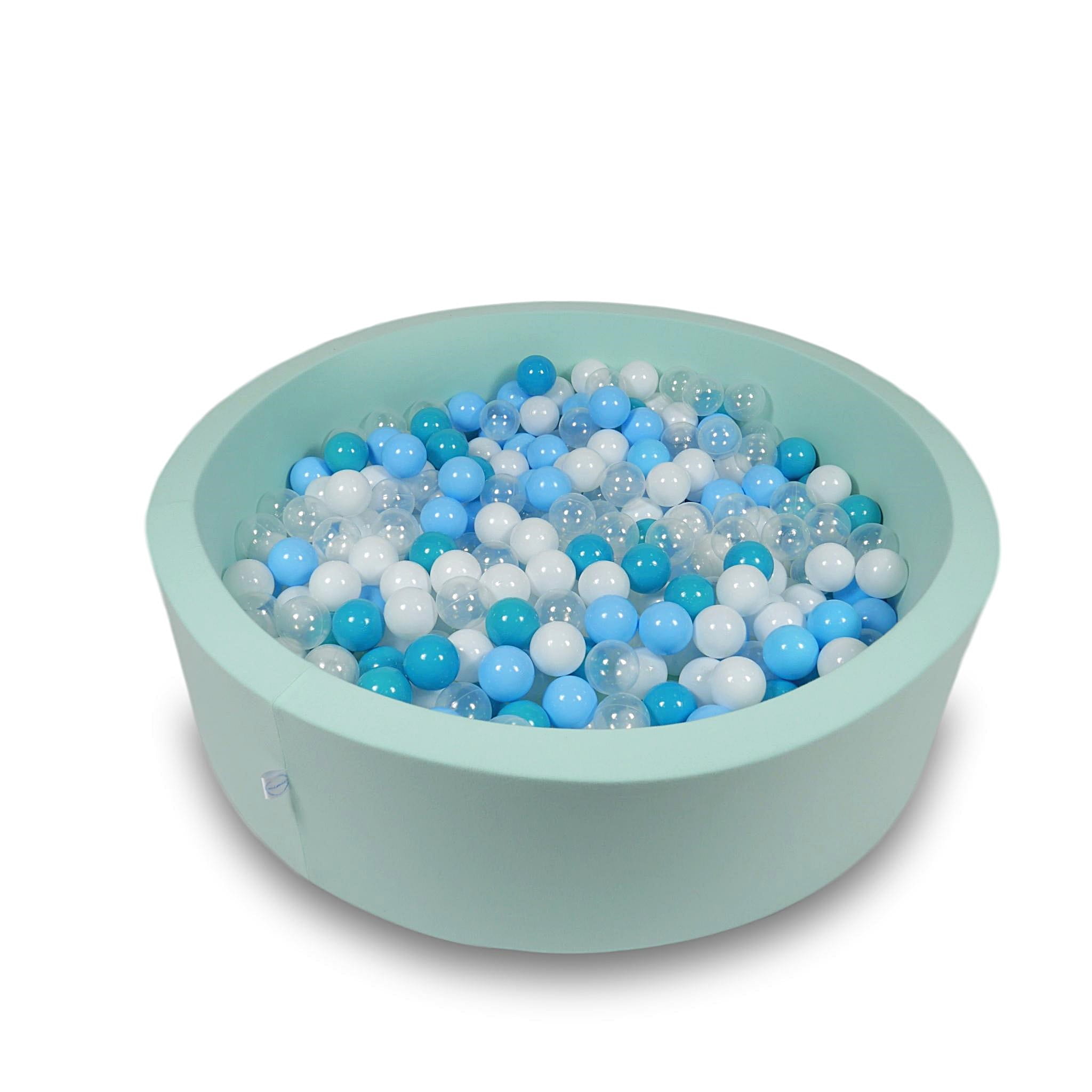 Ball Pit 110x30cm mint with balls 400pcs: turquoise, white, transparent, baby blue Bubblepools.eu
