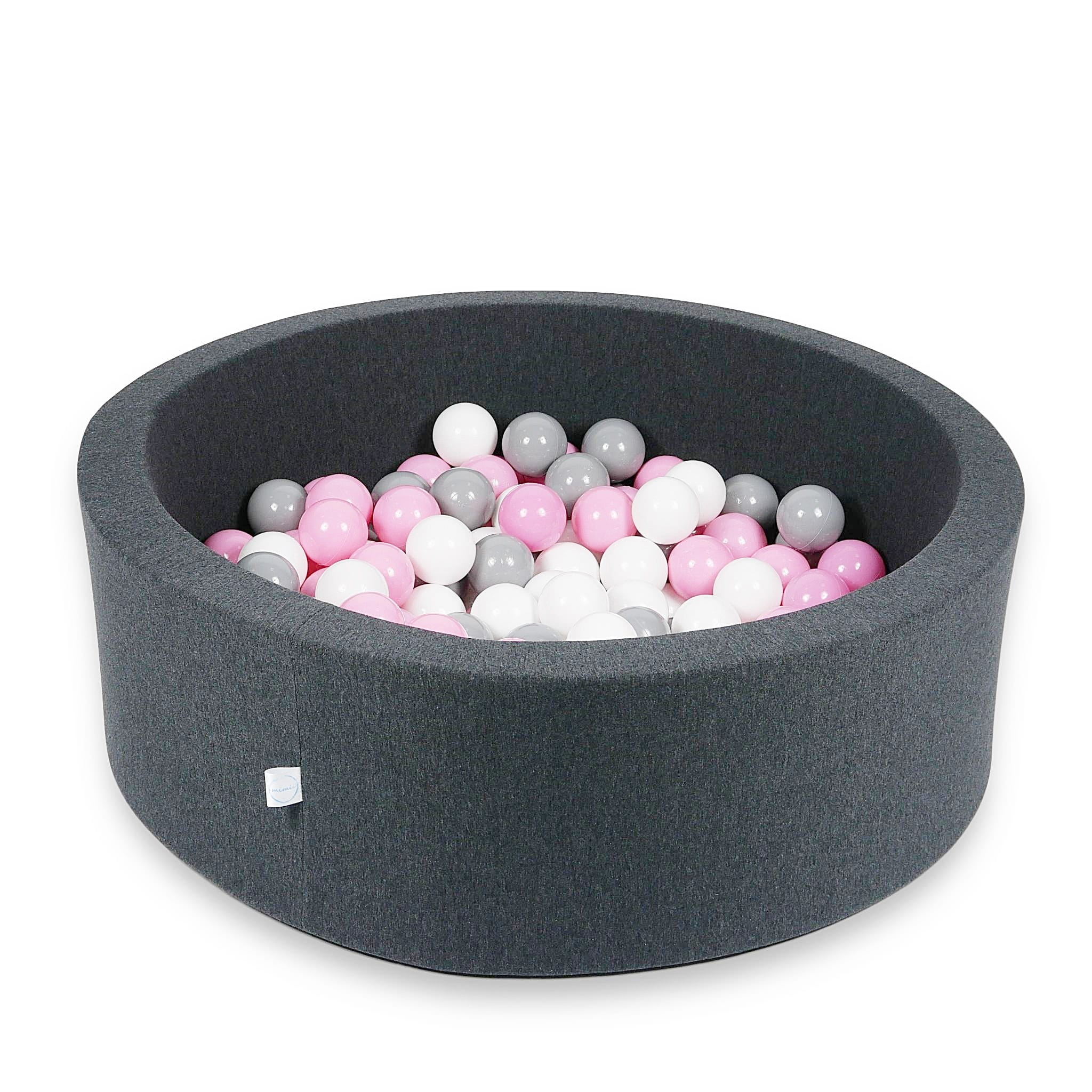 Ball Pit 90x30cm graphite with balls 200pcs: powder pink, gray, white Bubblepools.eu