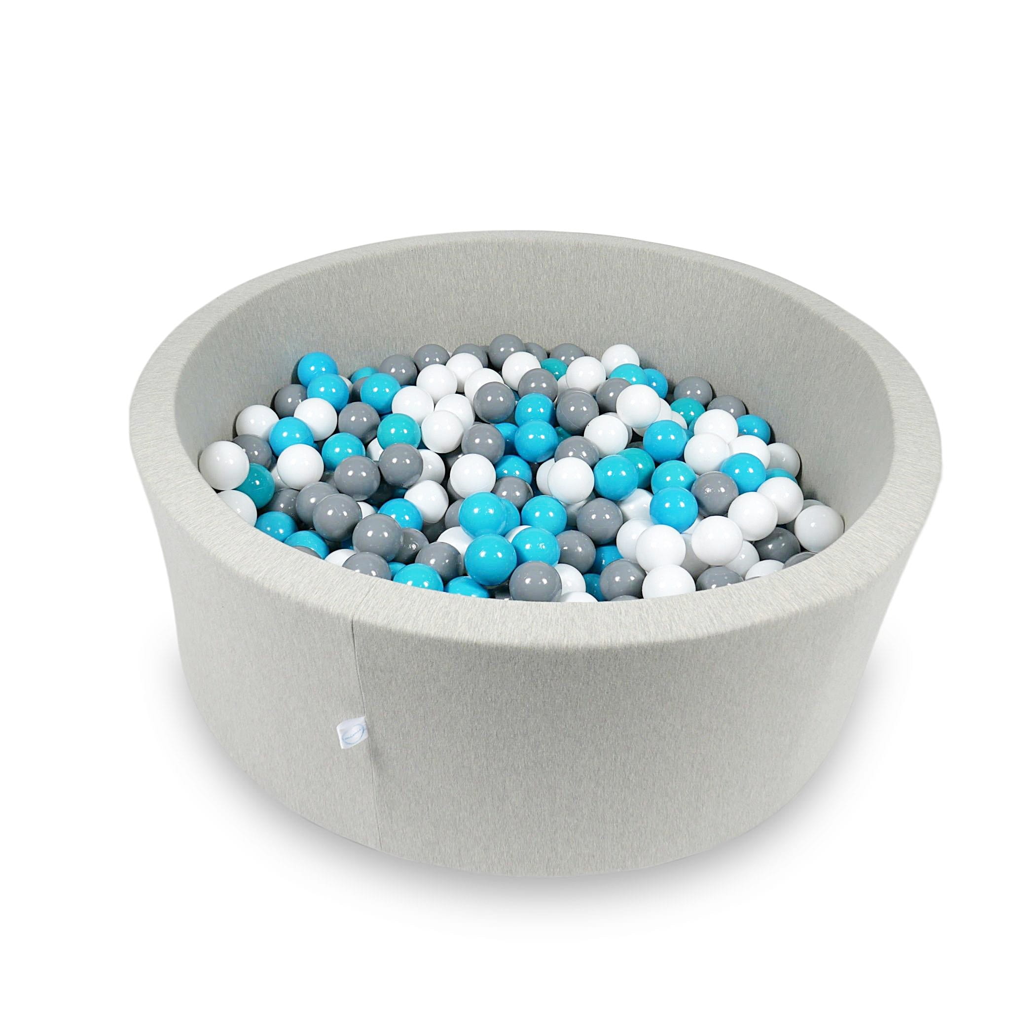 Ball Pit 110x40cm light gray with balls 500pcs: turquoise, white, gray Bubblepools.eu