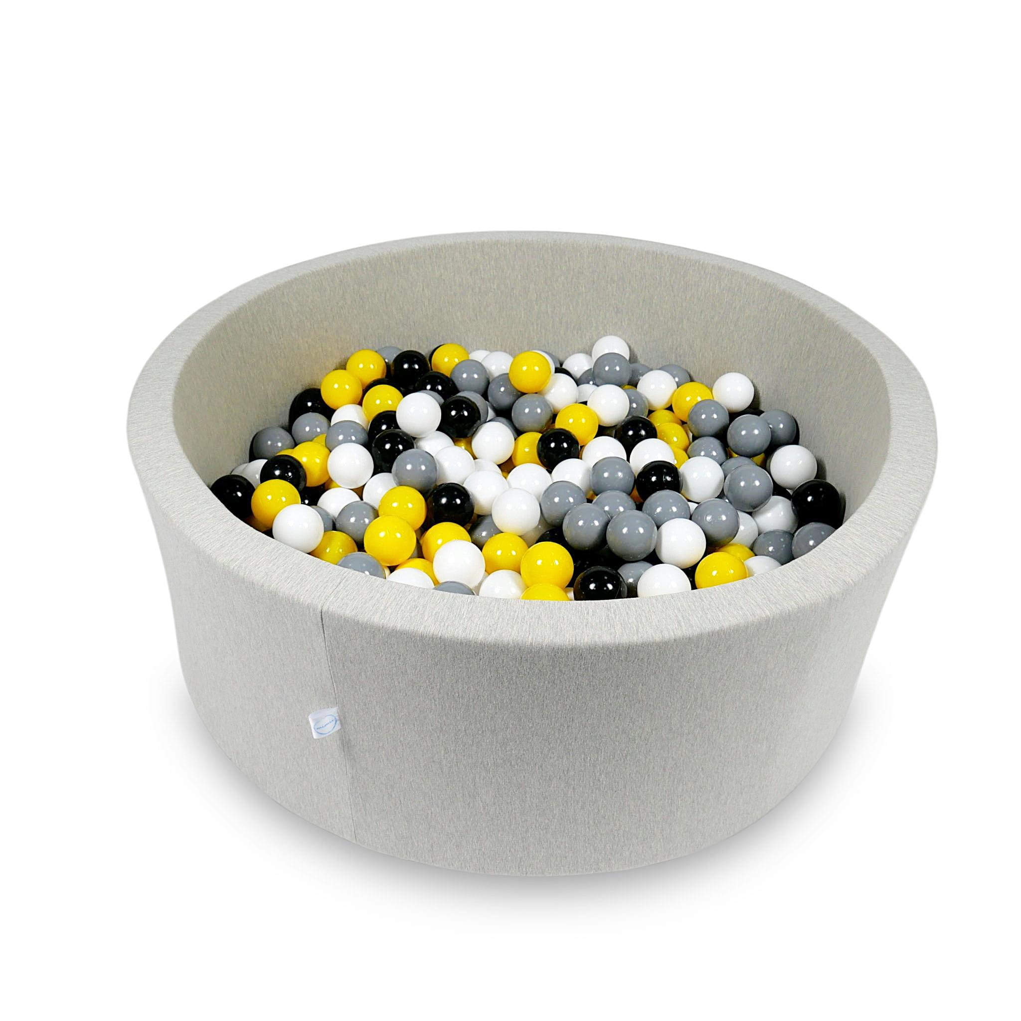 Ball Pit 110x40cm light gray with balls 500pcs: yellow, white, gray, black Bubblepools.eu