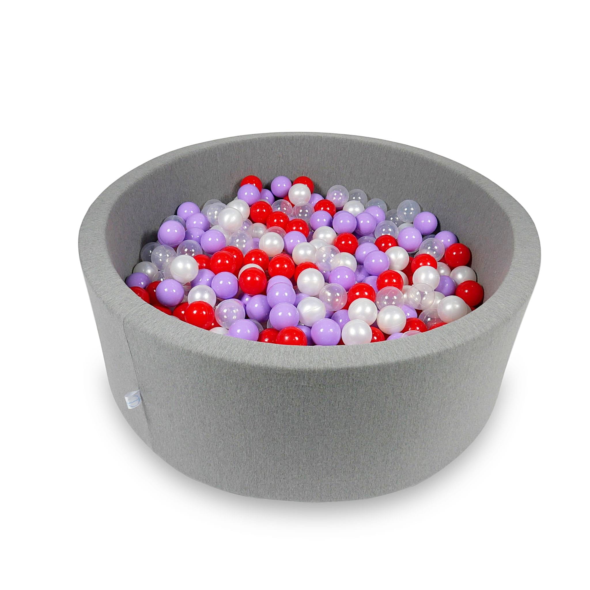 Ball Pit 110x40cm gray with balls 500pcs: transparent, pearl, heather, red Bubblepools.eu