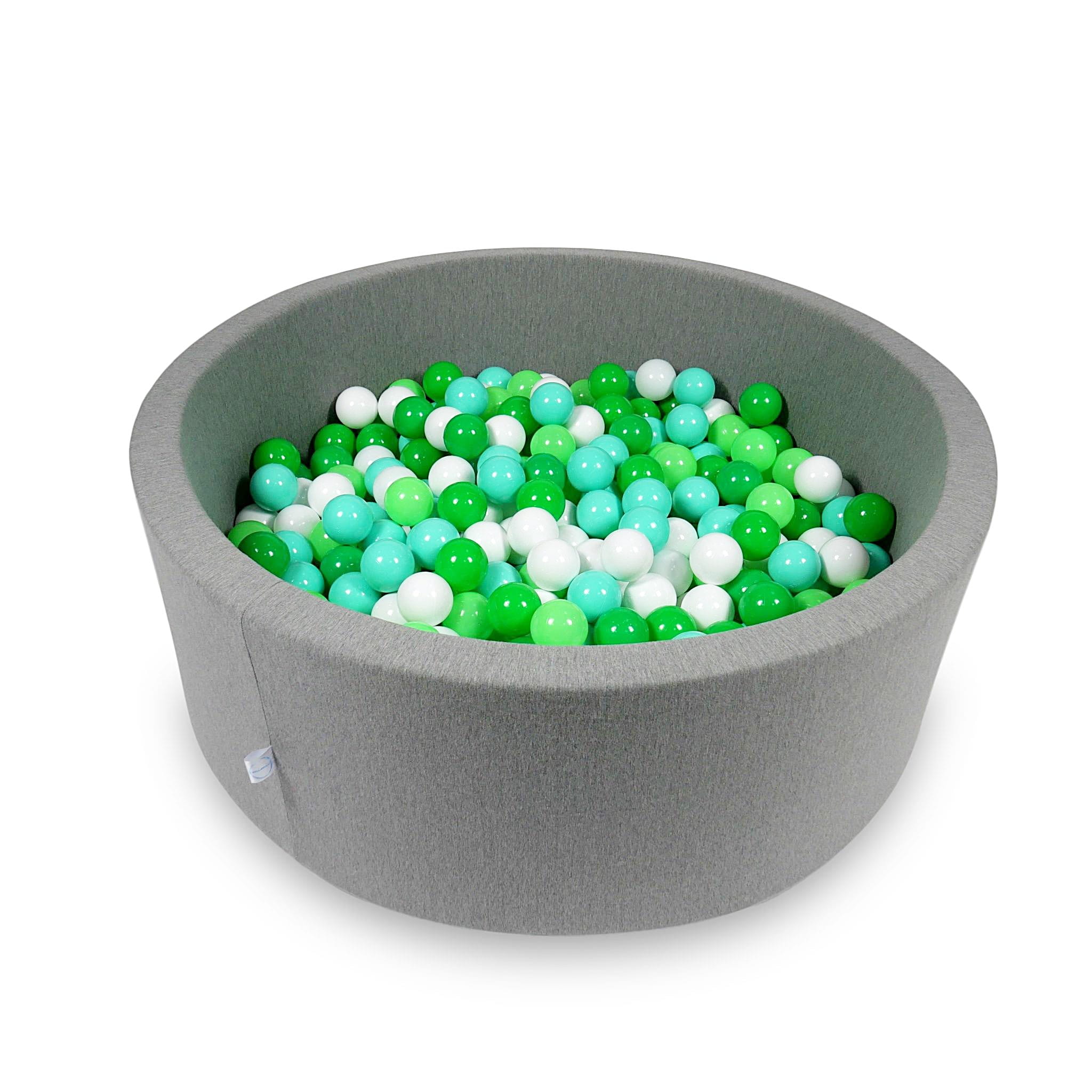 Ball Pit 110x40cm gray with balls 500pcs: white, celadon, mint, green Bubblepools.eu