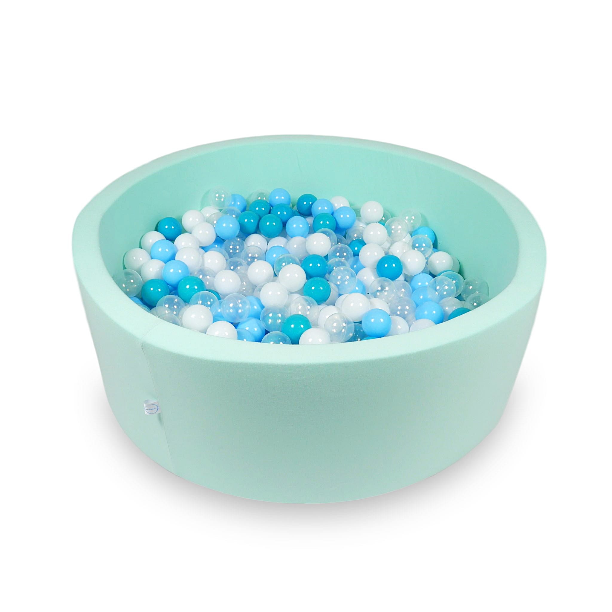 Ball Pit 110x40cm mint with balls 500pcs: turquoise, white, transparent, baby blue Bubblepools.eu