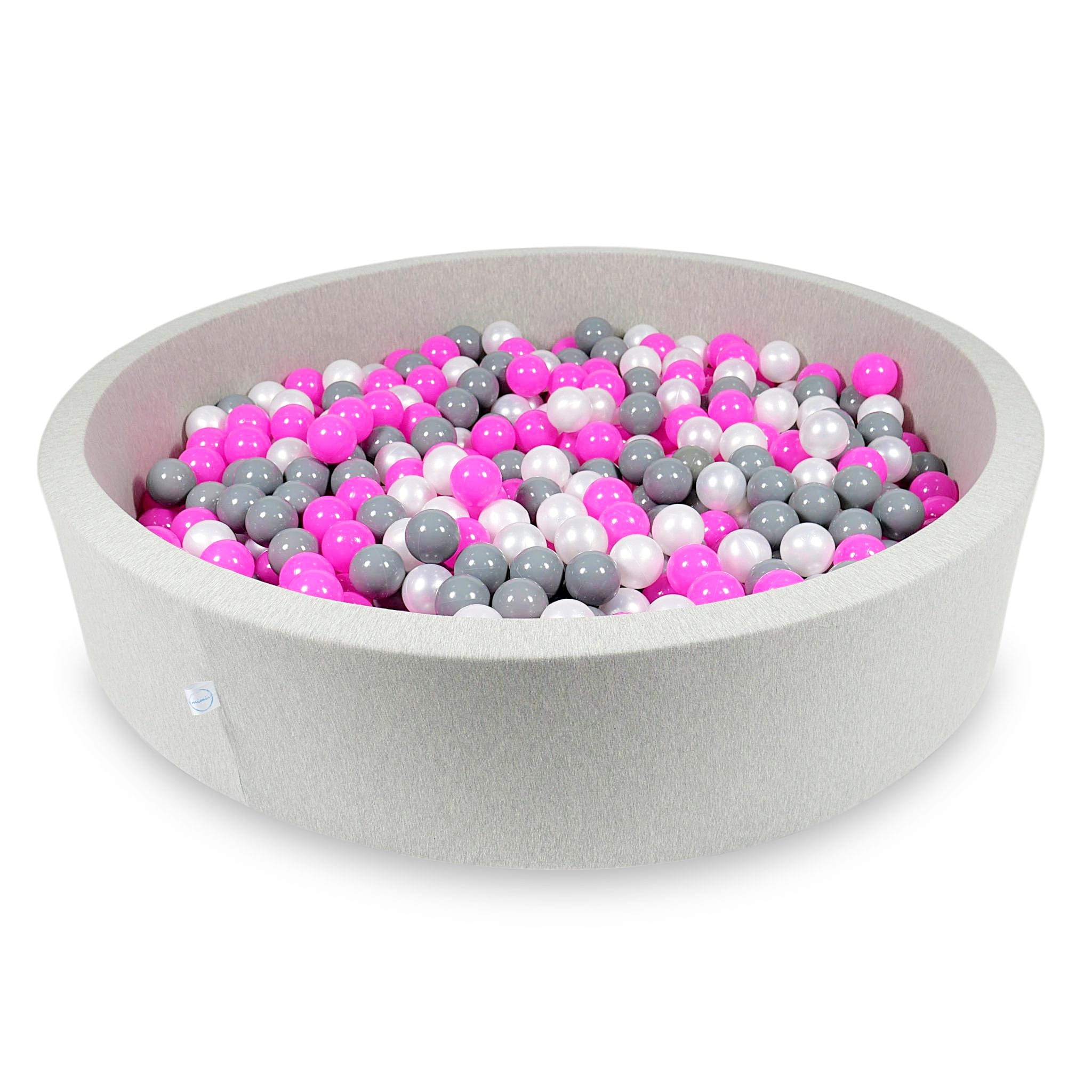 Ball Pit 130x30cm light gray with balls 600pcs: pink, pearl, gray Bubblepools.eu