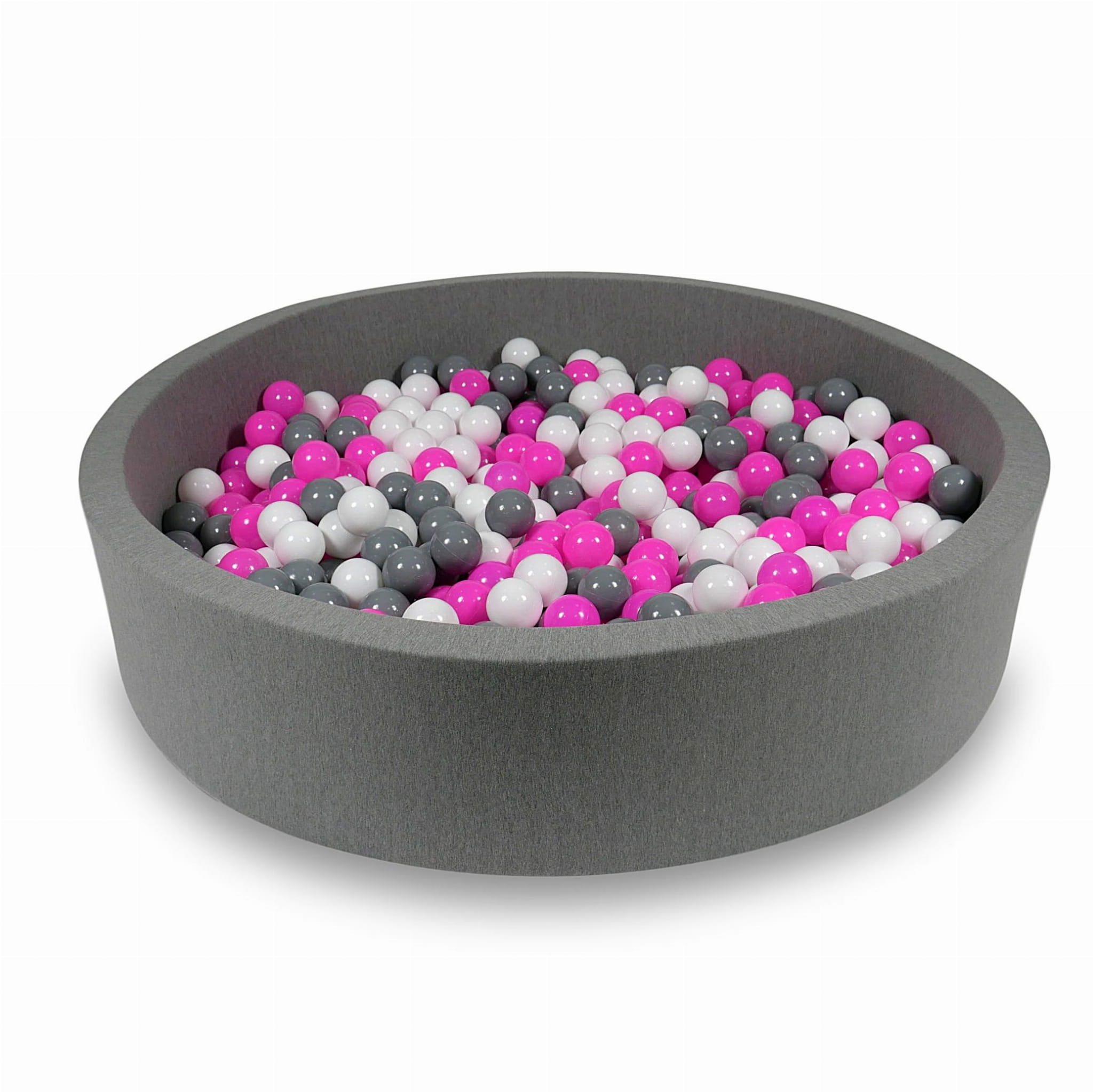 Ball Pit 130x30cm gray with balls 600pcs: white, gray, pink Bubblepools.eu