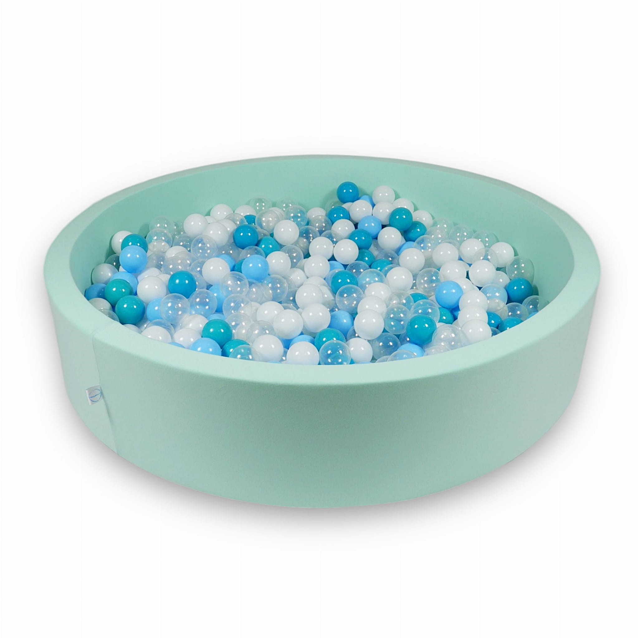 Ball Pit 130x30cm mint with balls 600pcs: turquoise, white, transparent, baby blue Bubblepools.eu