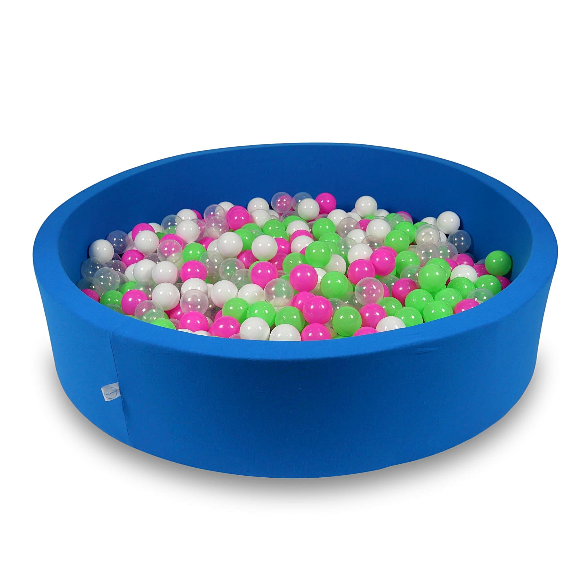 Ball Pit 130x30cm azure with balls 600pcs: celadon, pink, white, transparent Bubblepools.eu