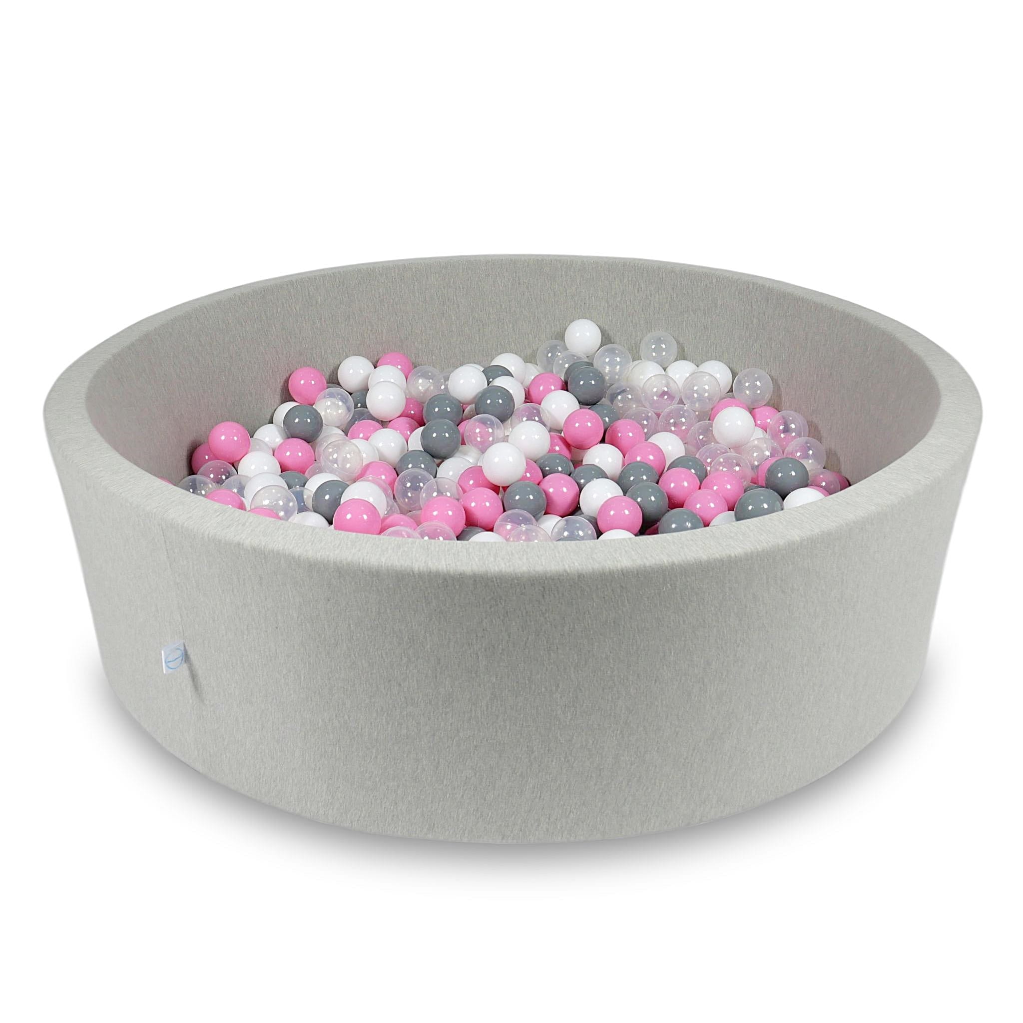 Ball Pit 130x40cm light gray with balls 700pcs: transparent, white, gray, powder pink Bubblepools.eu