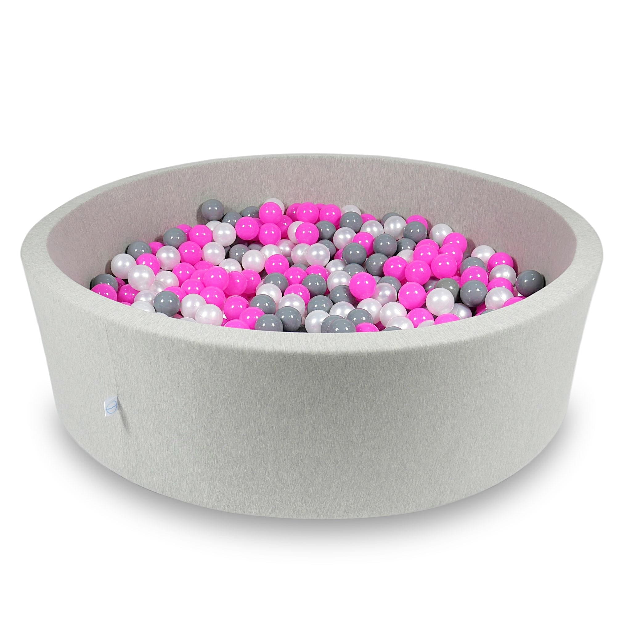 Ball Pit 130x40cm light gray with balls 700pcs: pink, pearl, gray Bubblepools.eu
