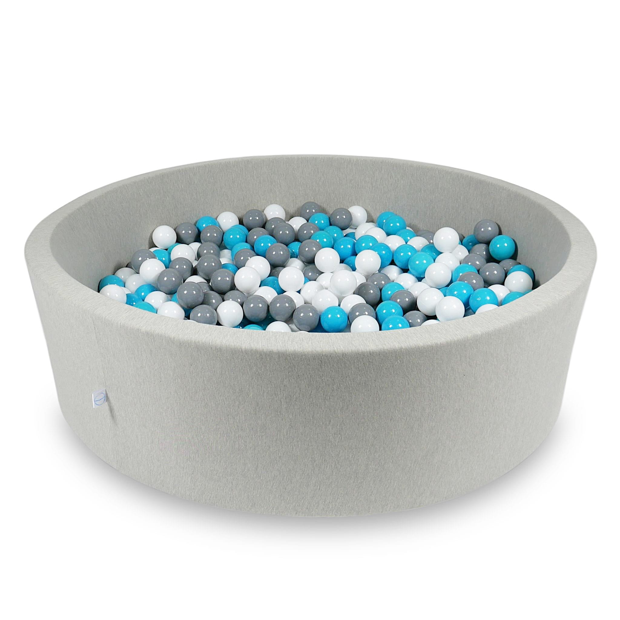 Ball Pit 130x40cm light gray with balls 700pcs: turquoise, white, gray Bubblepools.eu