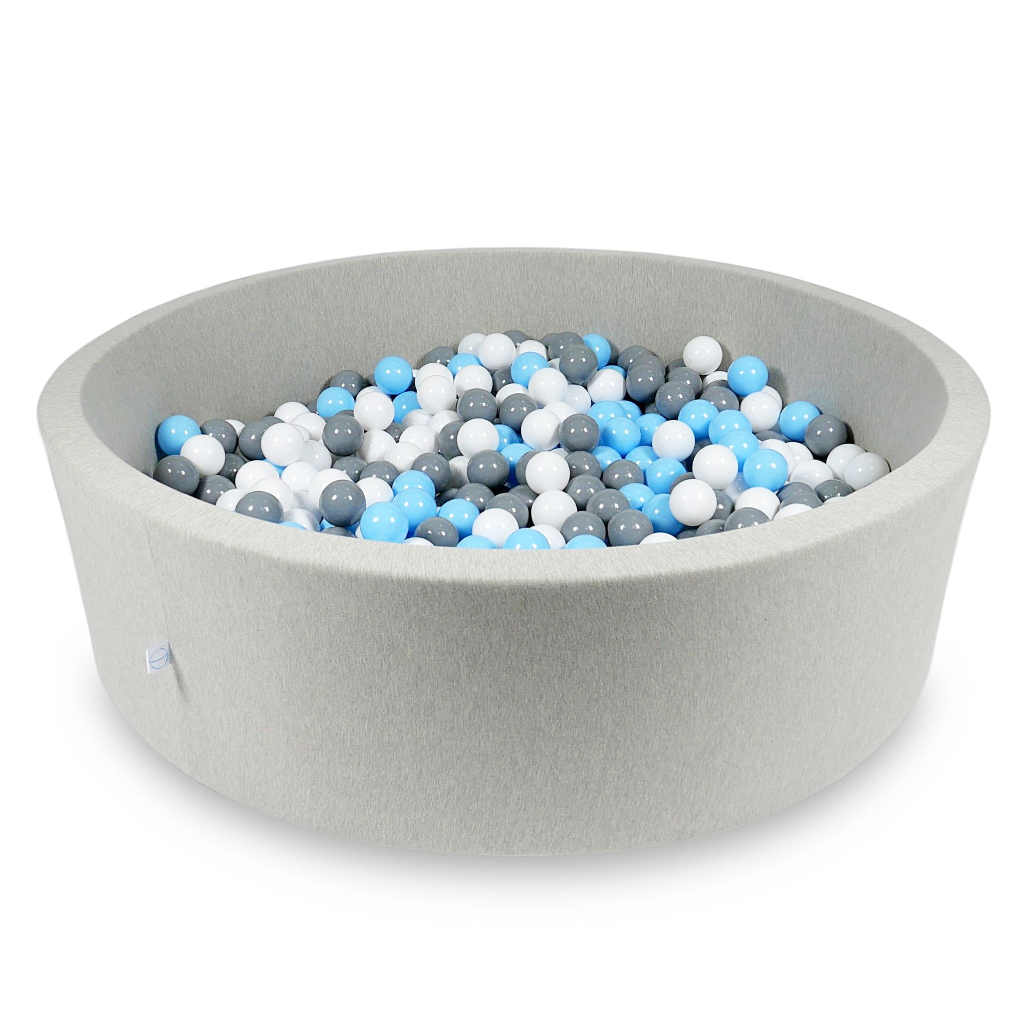 Ball Pit 130x40cm light gray with balls 700pcs: baby blue, white, gray Bubblepools.eu