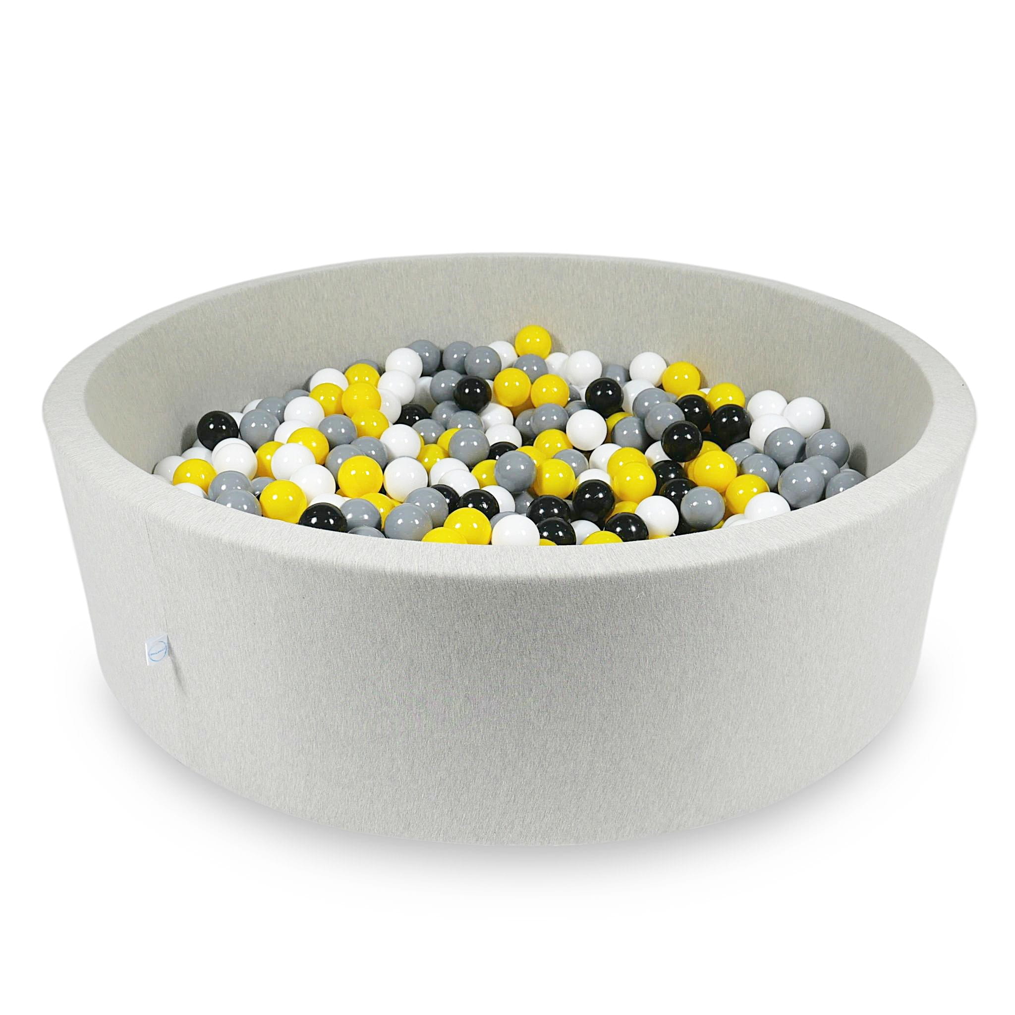 Ball Pit 130x40cm light gray with balls 700pcs: yellow, white, gray, black Bubblepools.eu
