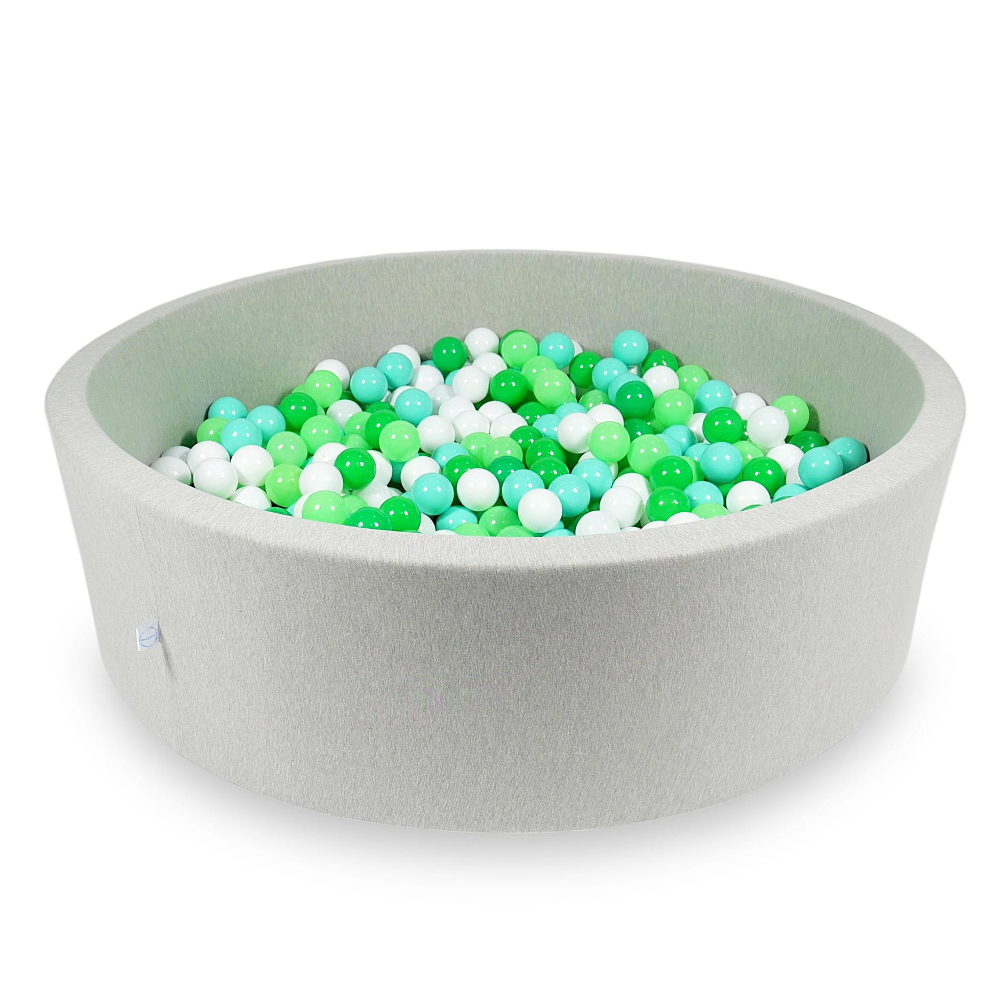 Ball Pit 130x40cm light gray with balls 700pcs: white, celadon, mint, green Bubblepools.eu
