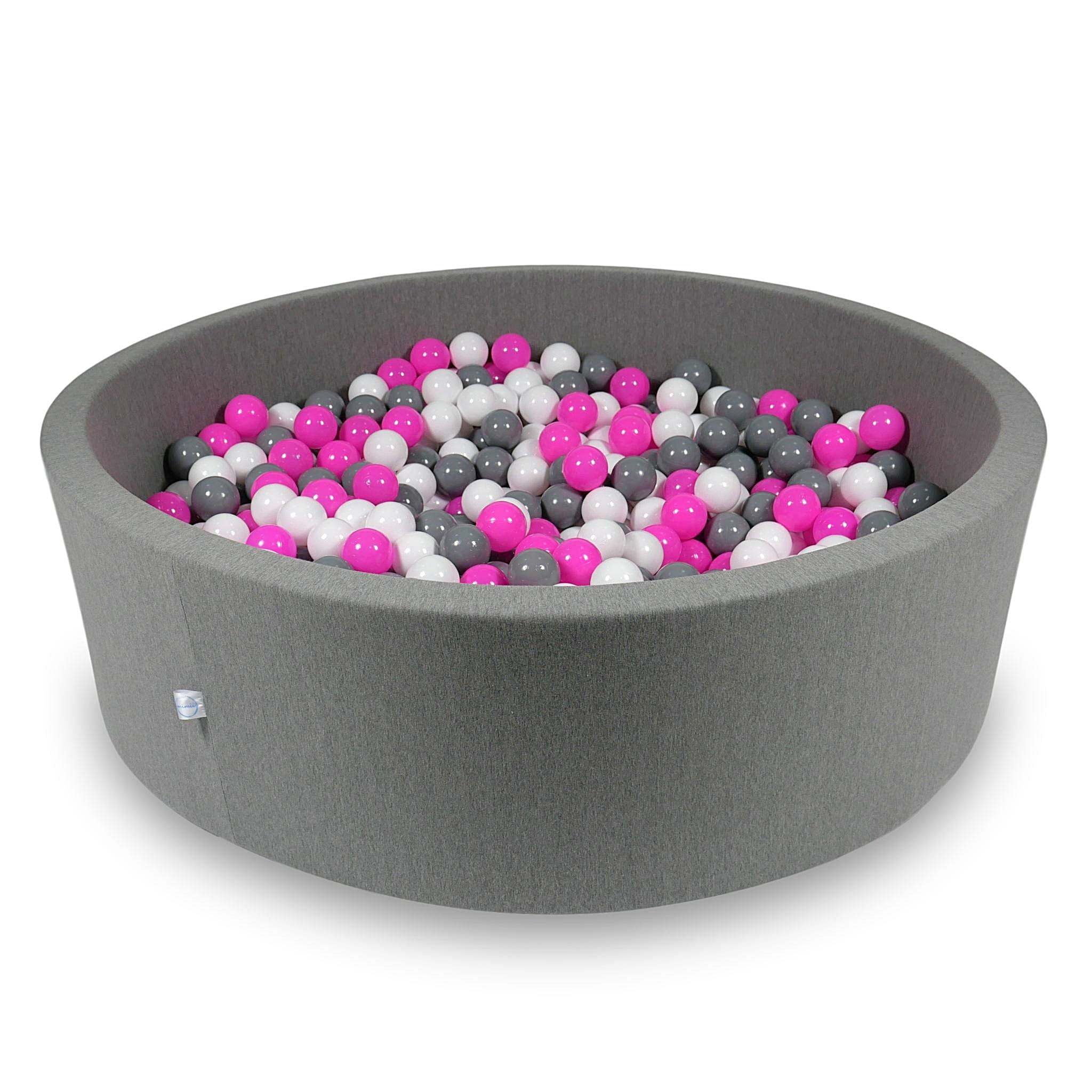 Ball Pit 130x40cm gray with balls 700pcs: white, gray, pink Bubblepools.eu