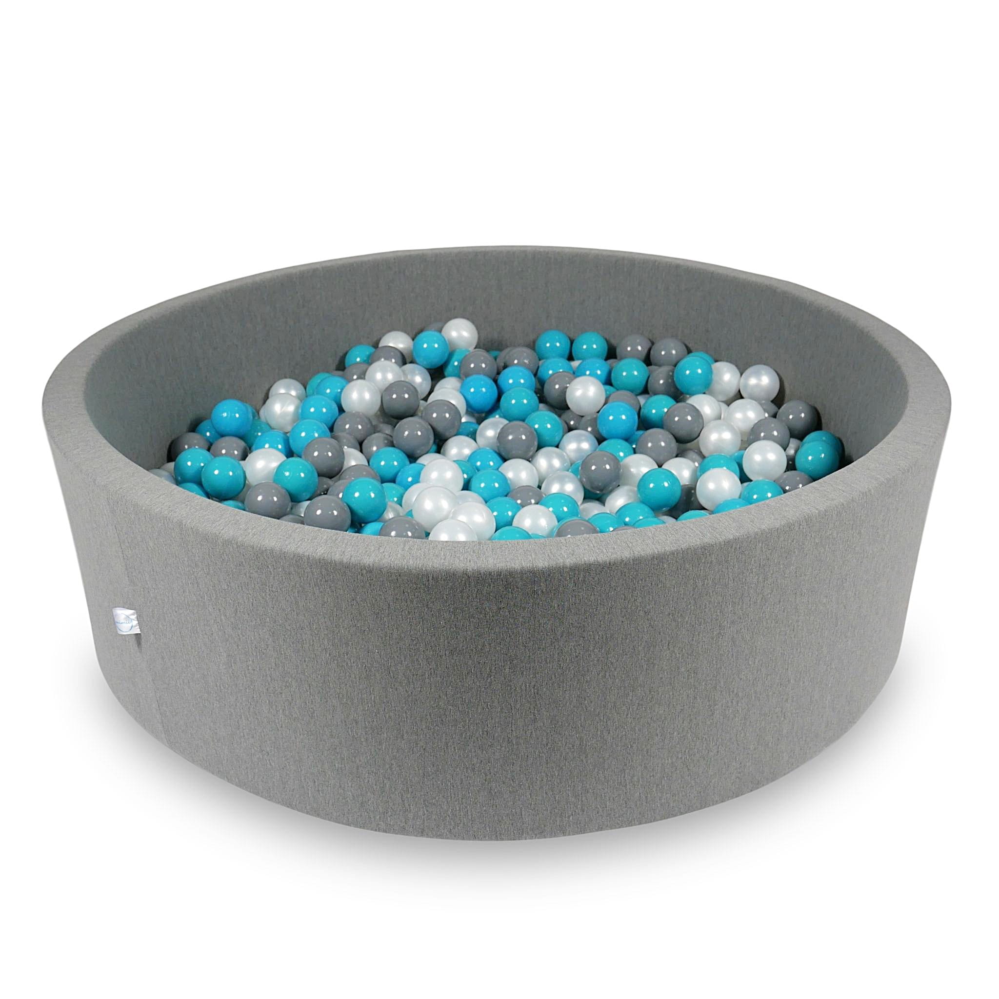 Ball Pit 130x40cm gray with balls 700pcs: turquoise, gray, pearl Bubblepools.eu