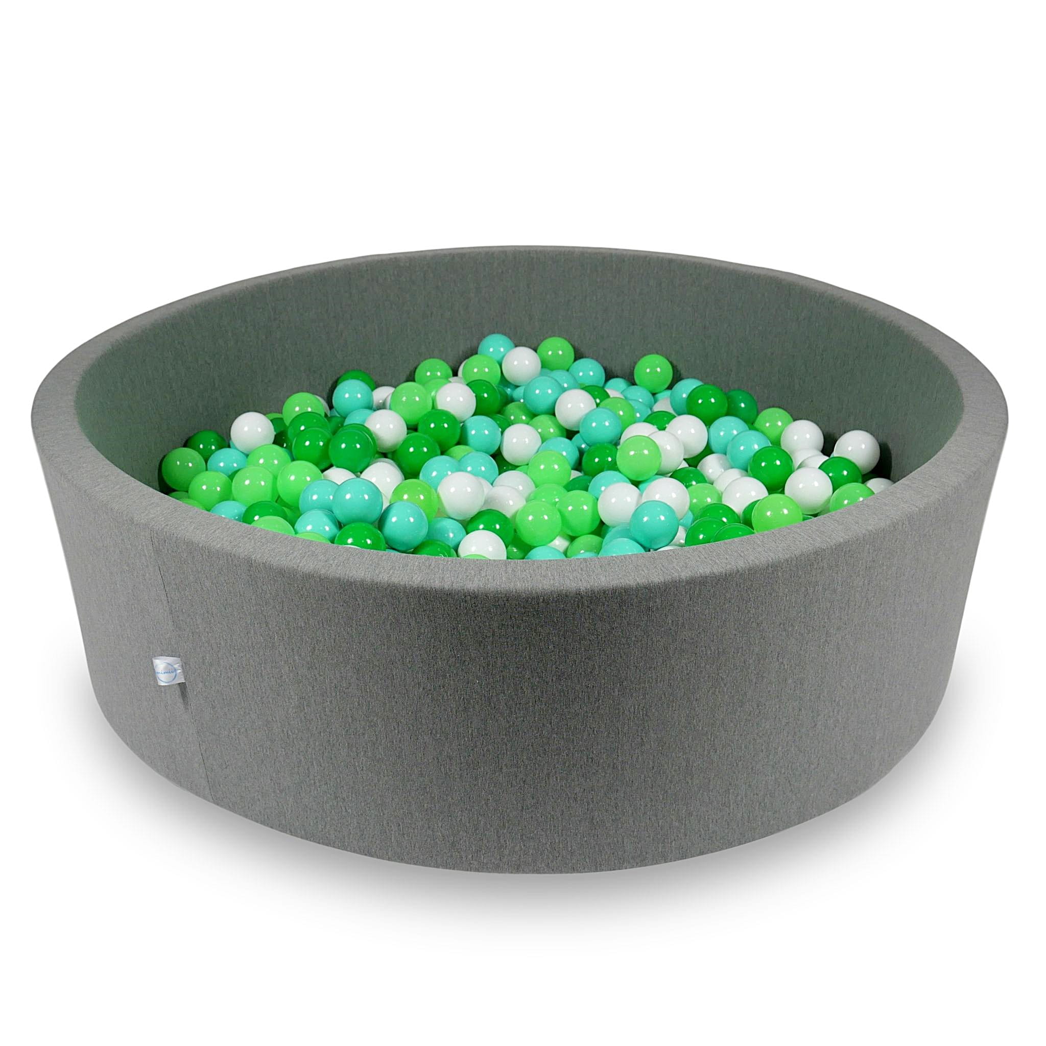 Ball Pit 130x40cm gray with balls 700pcs: white, celadon, mint, green Bubblepools.eu
