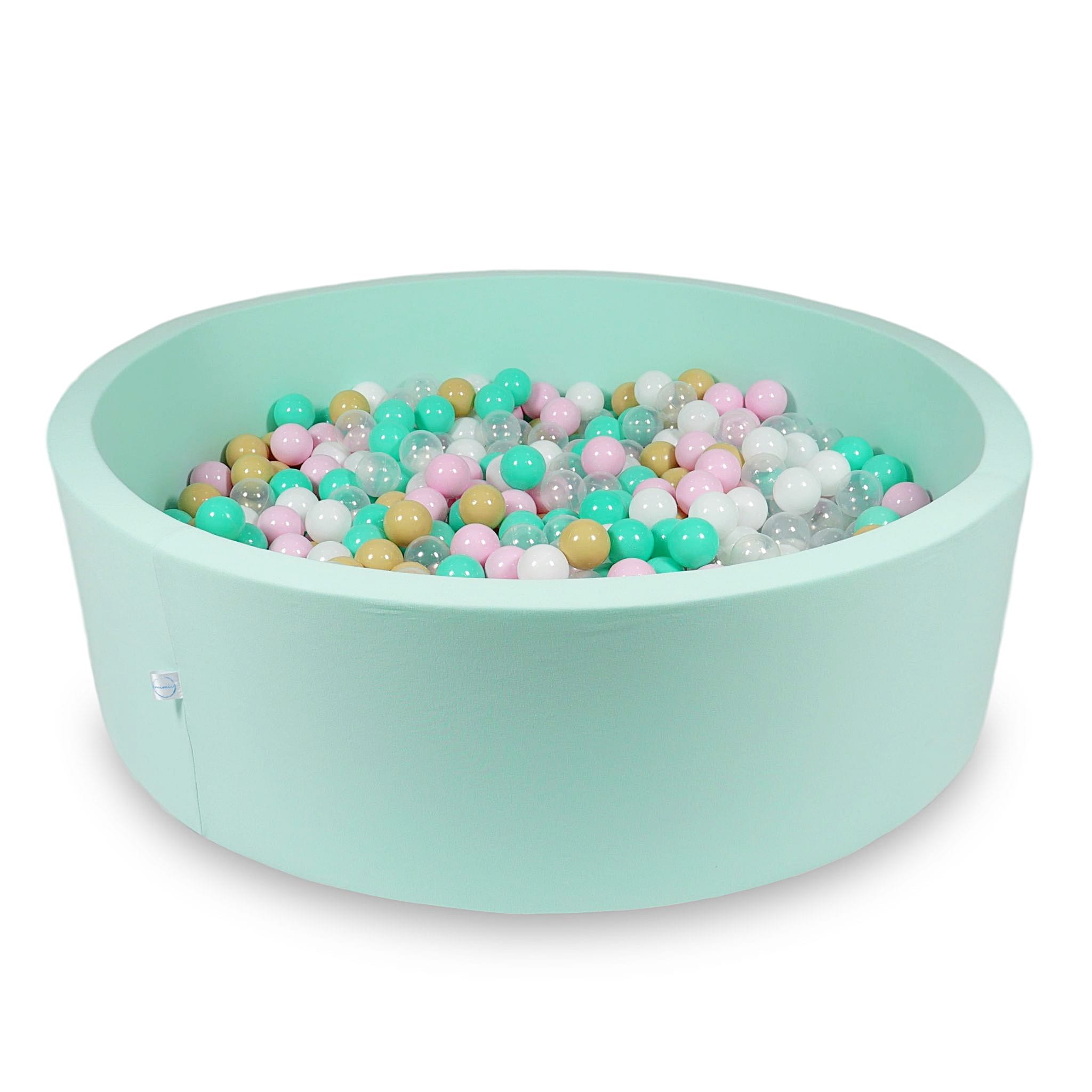 Ball Pit 130x40cm mint with balls 700pcs: white, baby pink, transparent, beige, mint Bubblepools.eu