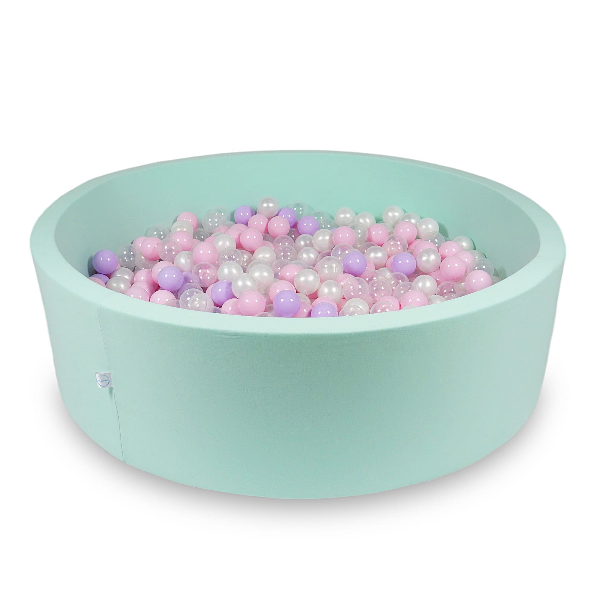 Ball Pit 130x40cm mint with balls 700pcs: baby pink, pearl, transparent, heather Bubblepools.eu