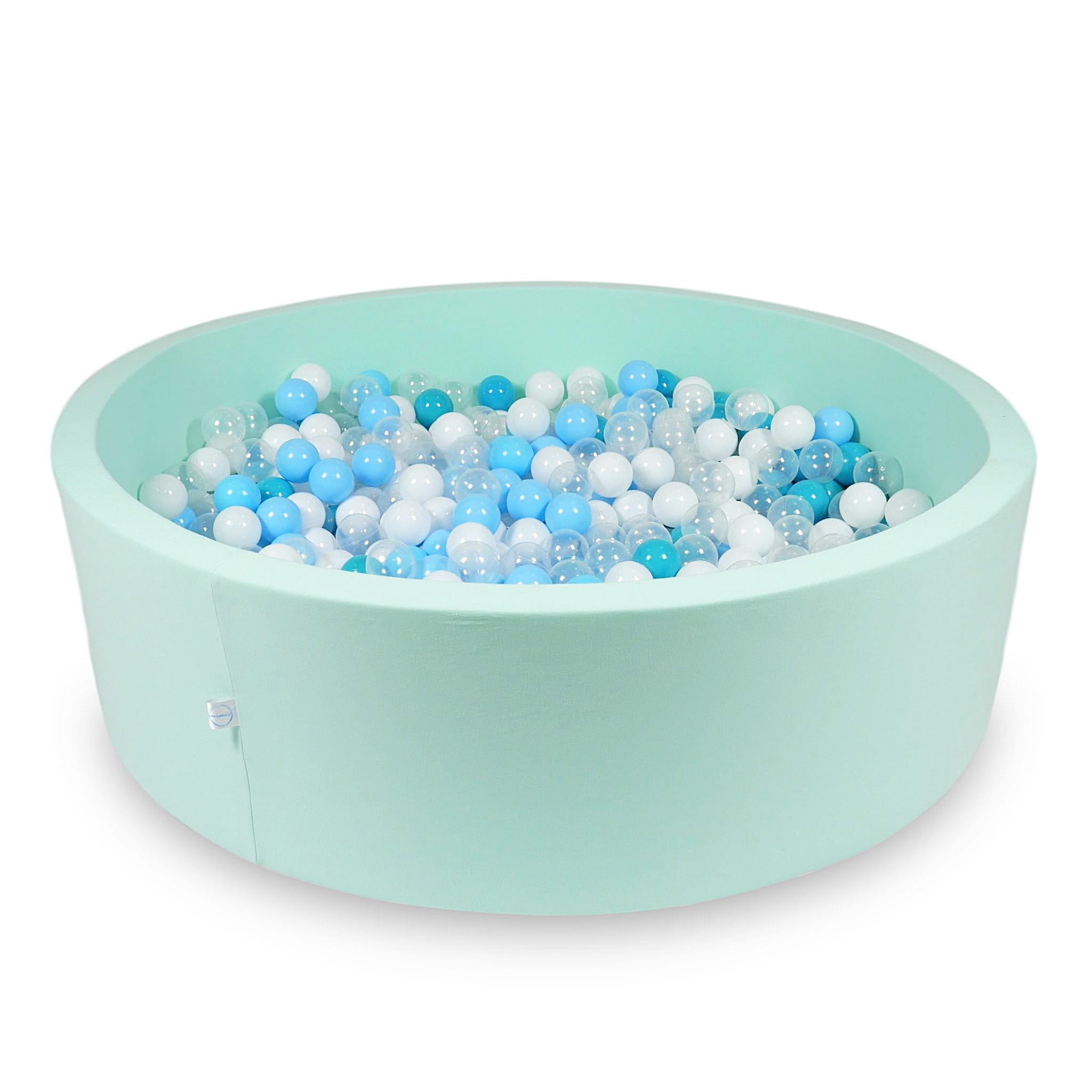 Ball Pit 130x40cm mint with balls 700pcs: turquoise, white, transparent, baby blue Bubblepools.eu