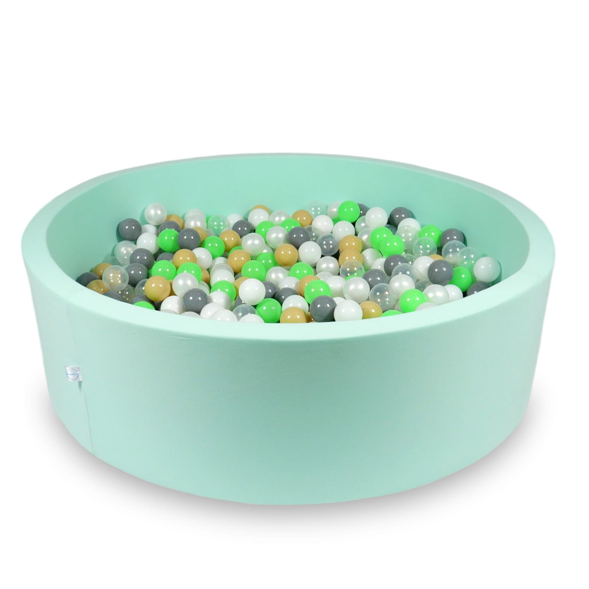 Ball Pit 130x40cm mint with balls 700pcs: celadon, white, transparent, pearl, beige, gray Bubblepools.eu